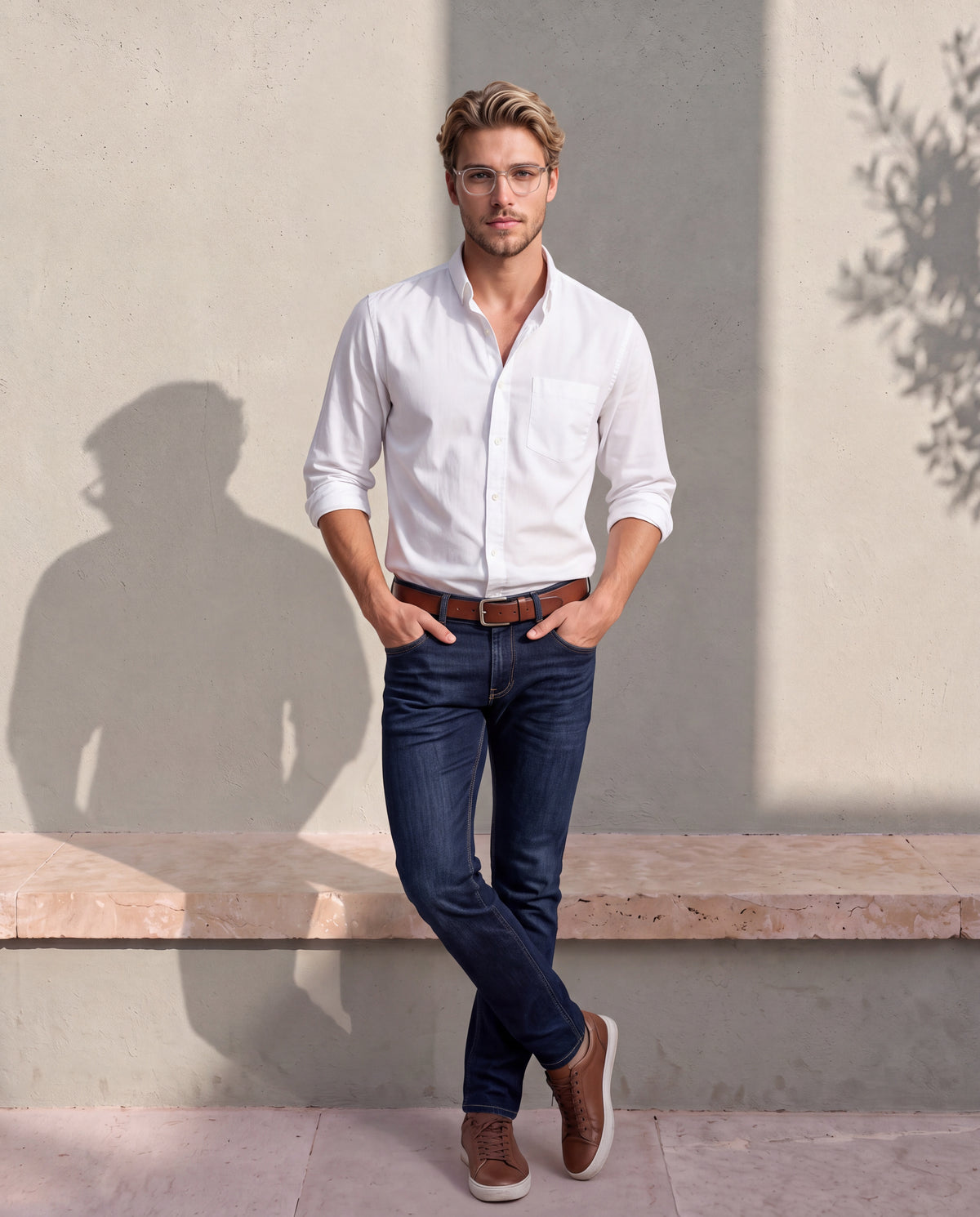 Men's Pure Cotton Solid Slim Fit Full Sleeve Casual Shirt - White