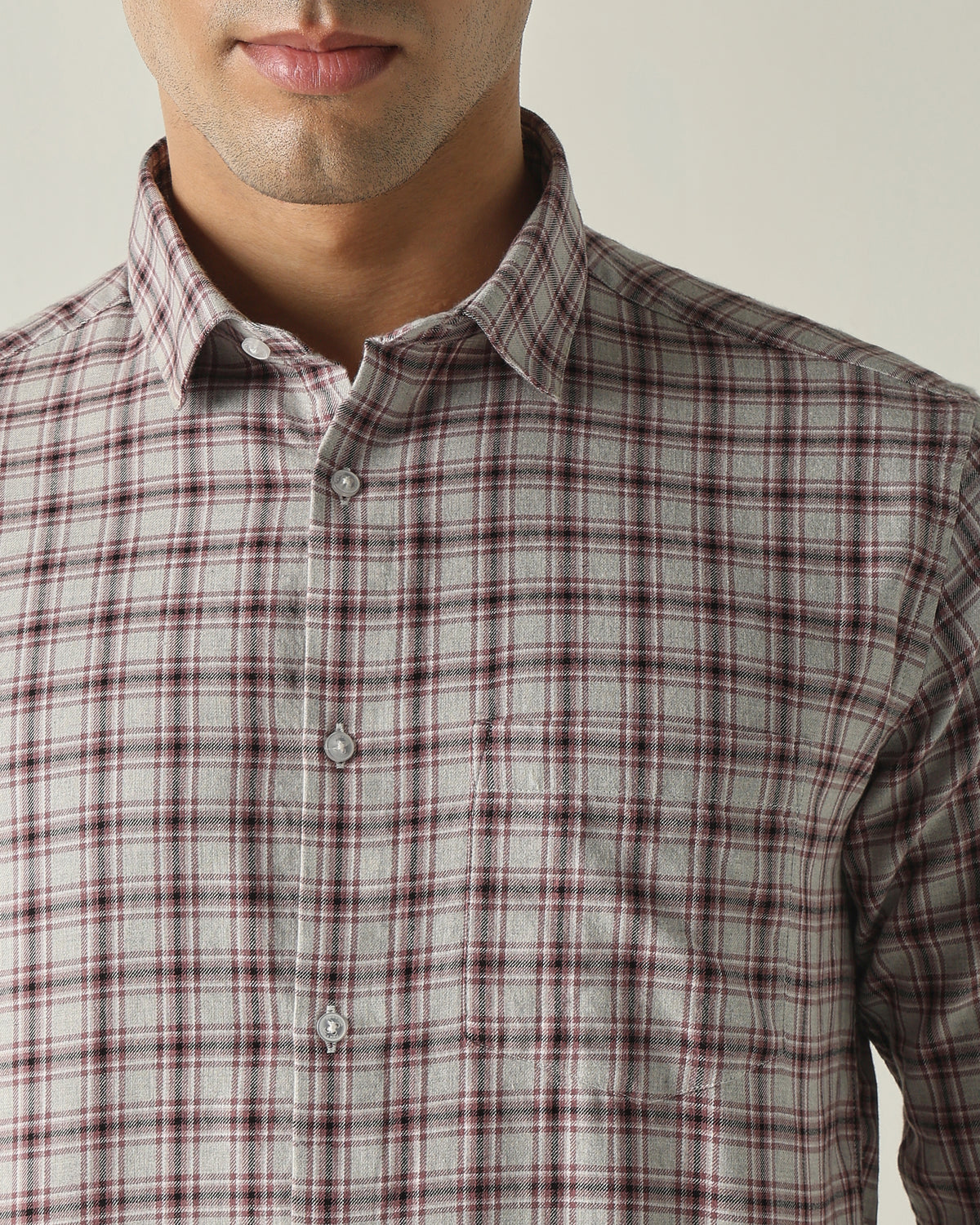 Men's Pure Cotton Checks Slim Fit Full Sleeve Casual Shirt - Maroon