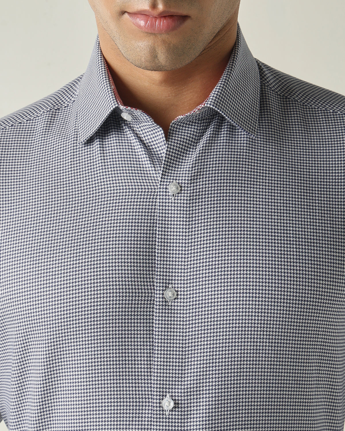Men's Pure Cotton Dobby Solid Slim Fit Full Sleeve Formal Shirt - Blue