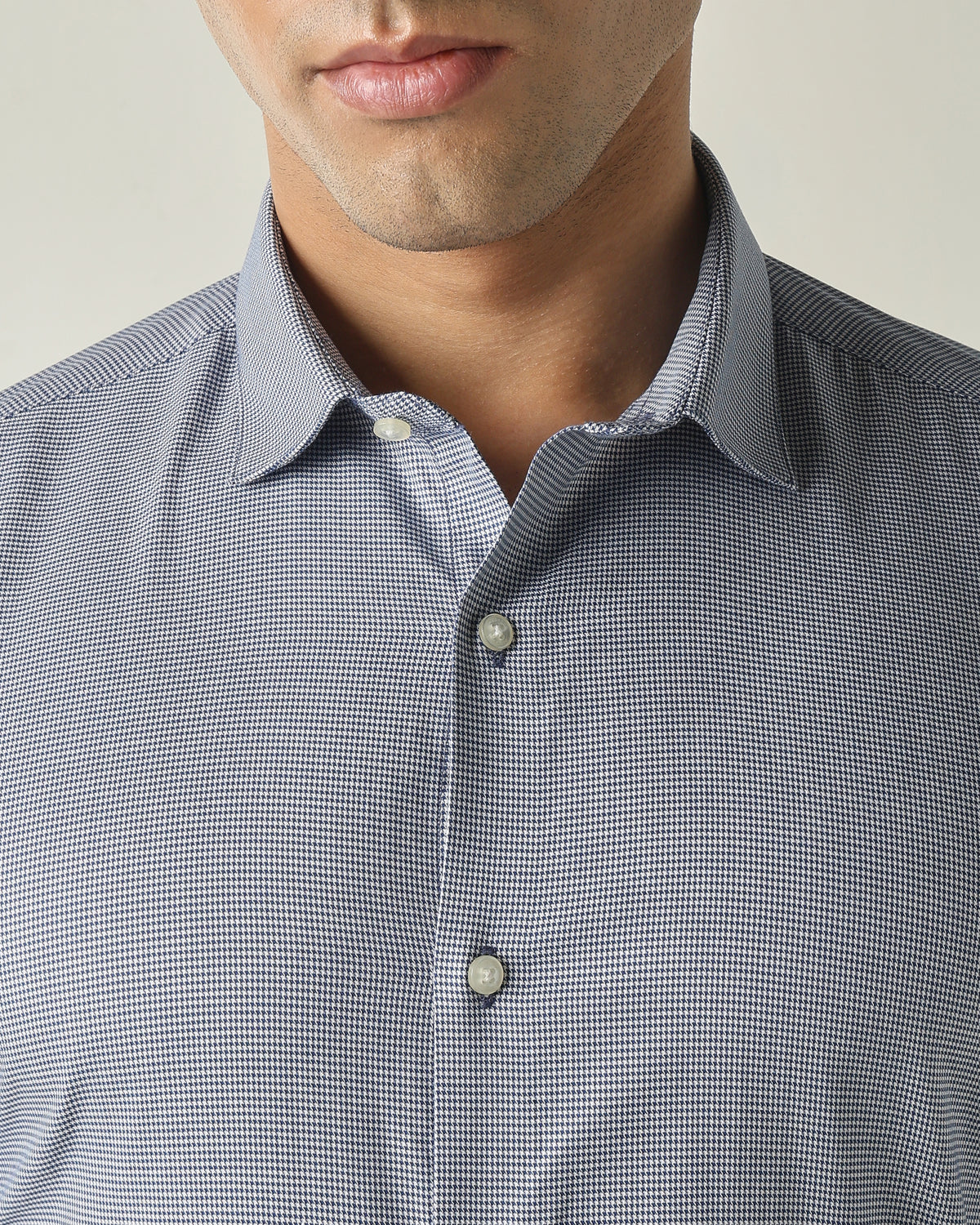 Men's Pure Cotton Checks Slim Fit Full Sleeve Formal Shirt - Blue