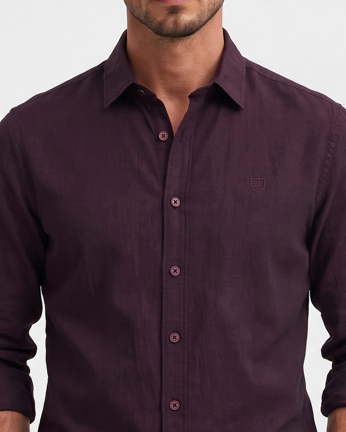 Men's Pure Cotton Solid Slim Fit Full Sleeve Casual Shirt - Maroon