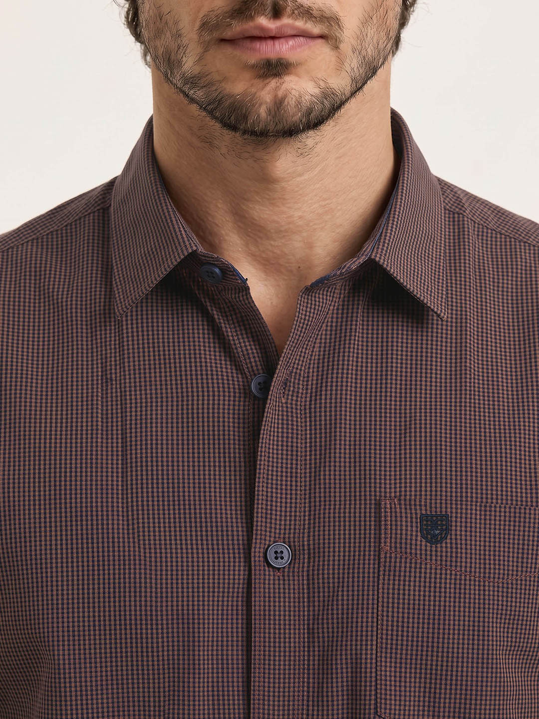 Men's Pure Cotton Checks Regular Fit Full Sleeve Casual Shirt - Wine