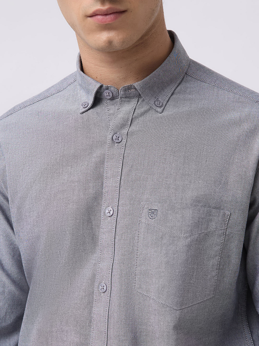 Men's Pure Cotton Oxford Solid Slim Fit Full Sleeve Casual Shirt - Black