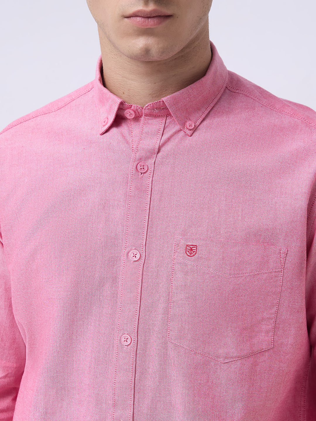 Men's Pure Cotton Oxford Solid Slim Fit Full Sleeve Casual Shirt - Maroon