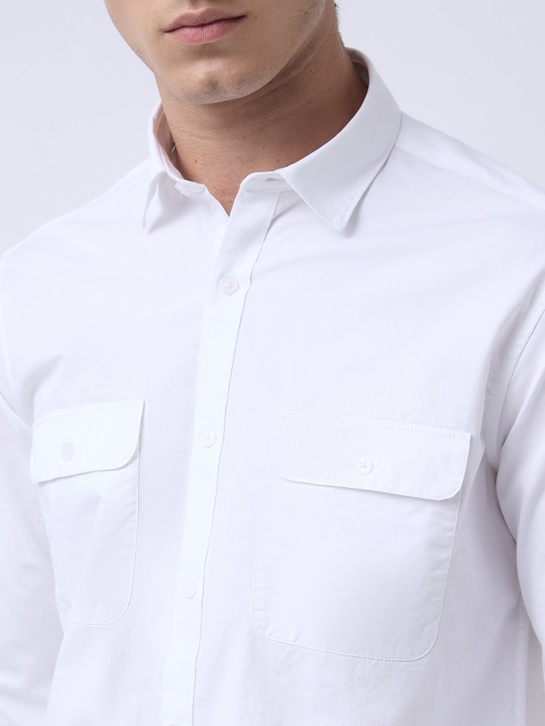 Men's Pure Cotton Solid Regular Fit Full Sleeve Casual Shirt - White