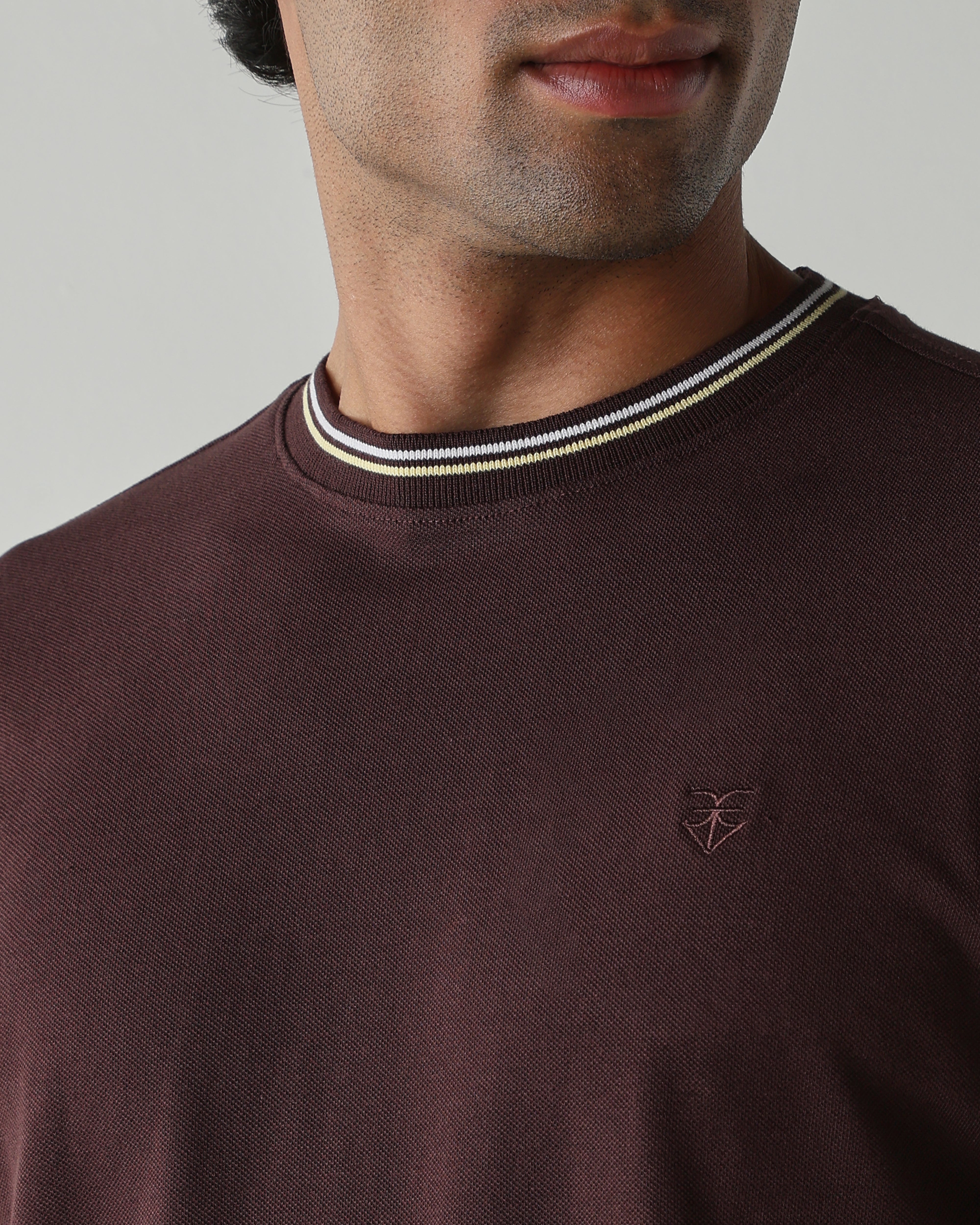 Topwear Premium Pique Knit Fabric T-Shirts – Coffee