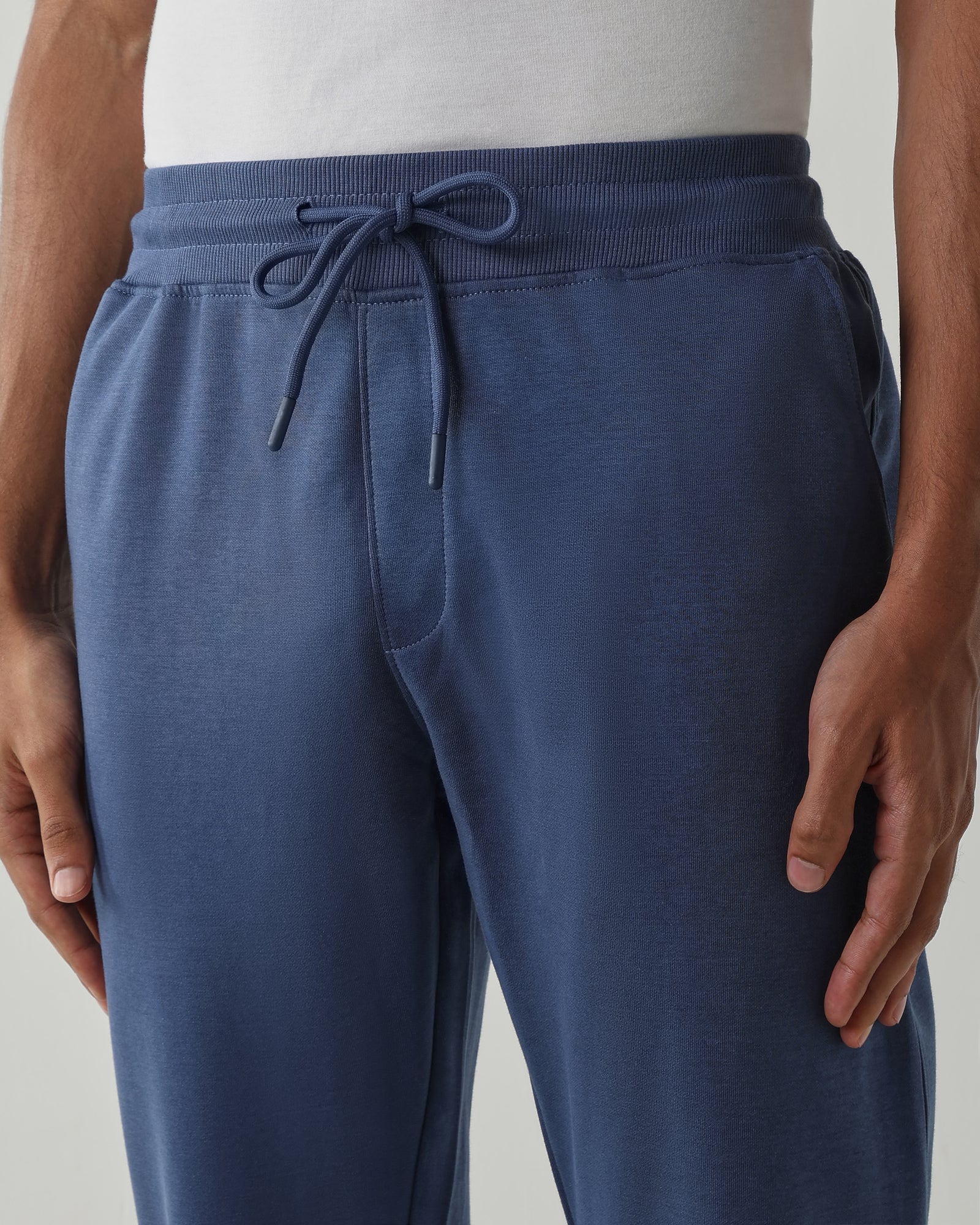 Rib at Waist and bottom Flat Front  Joggers – Ensign Blue