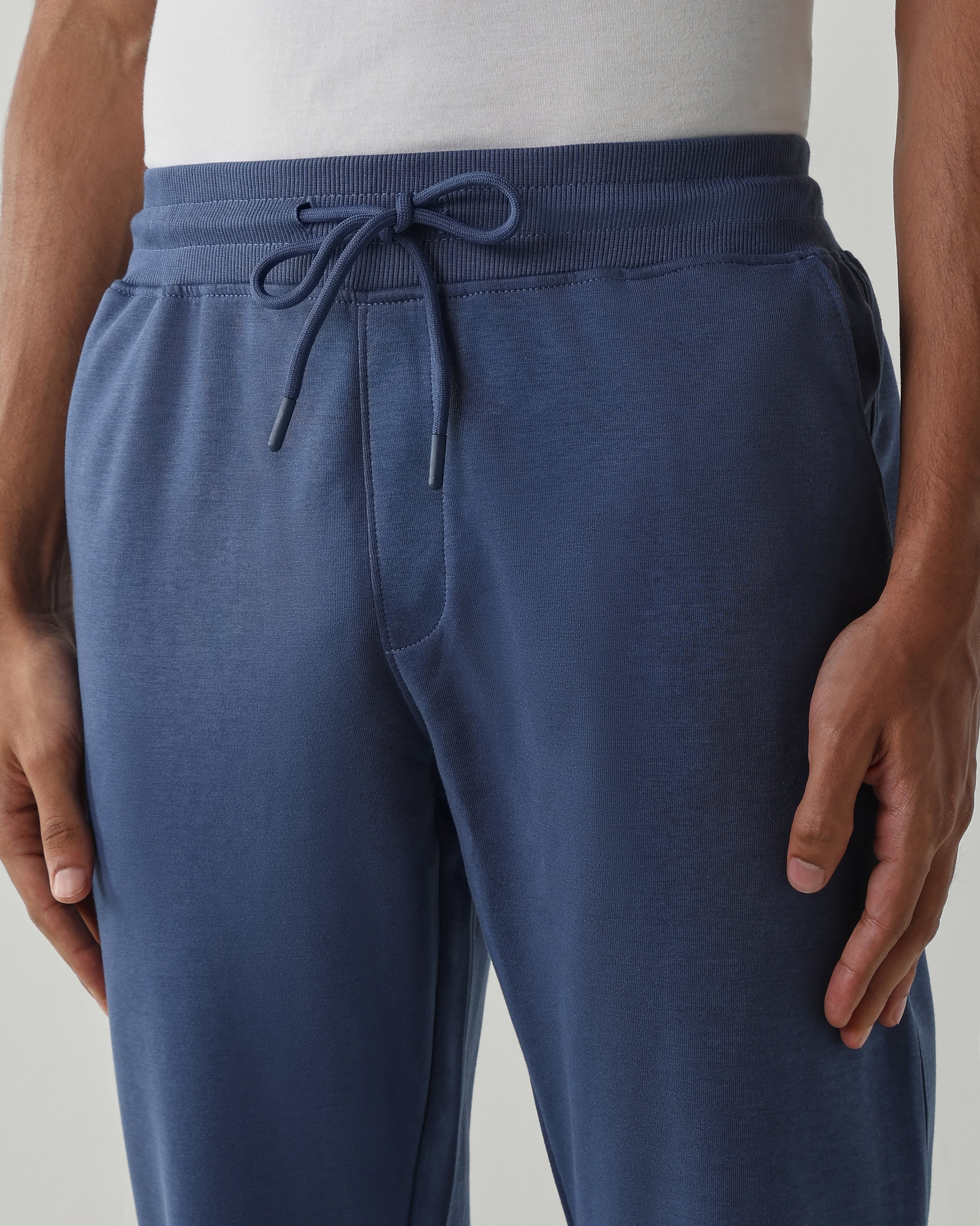 Rib at Waist and bottom Flat Front  Joggers – Ensign Blue