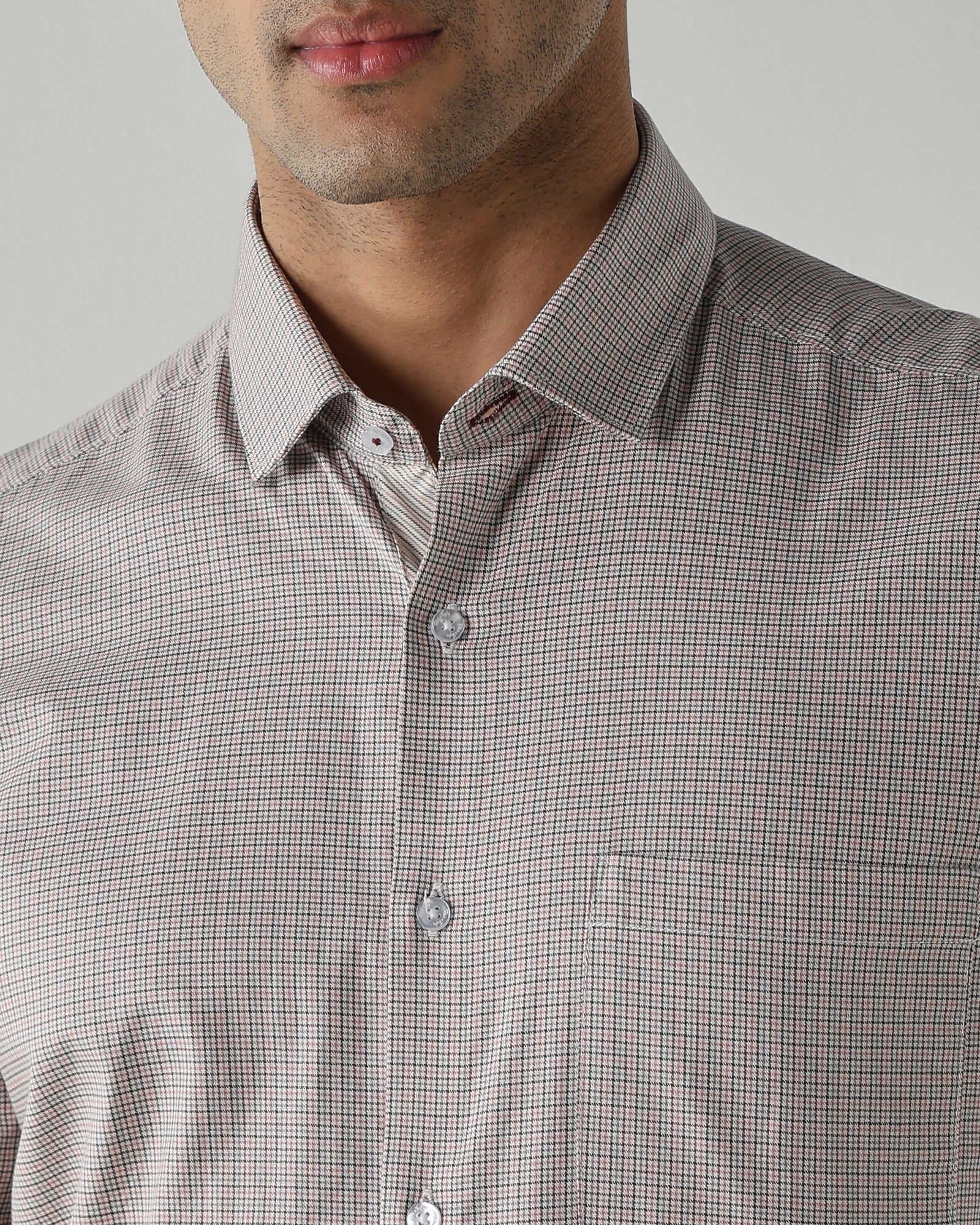 Pink/Black Pure Cotton Shirts for Men | Slim Fit Luxury Wear