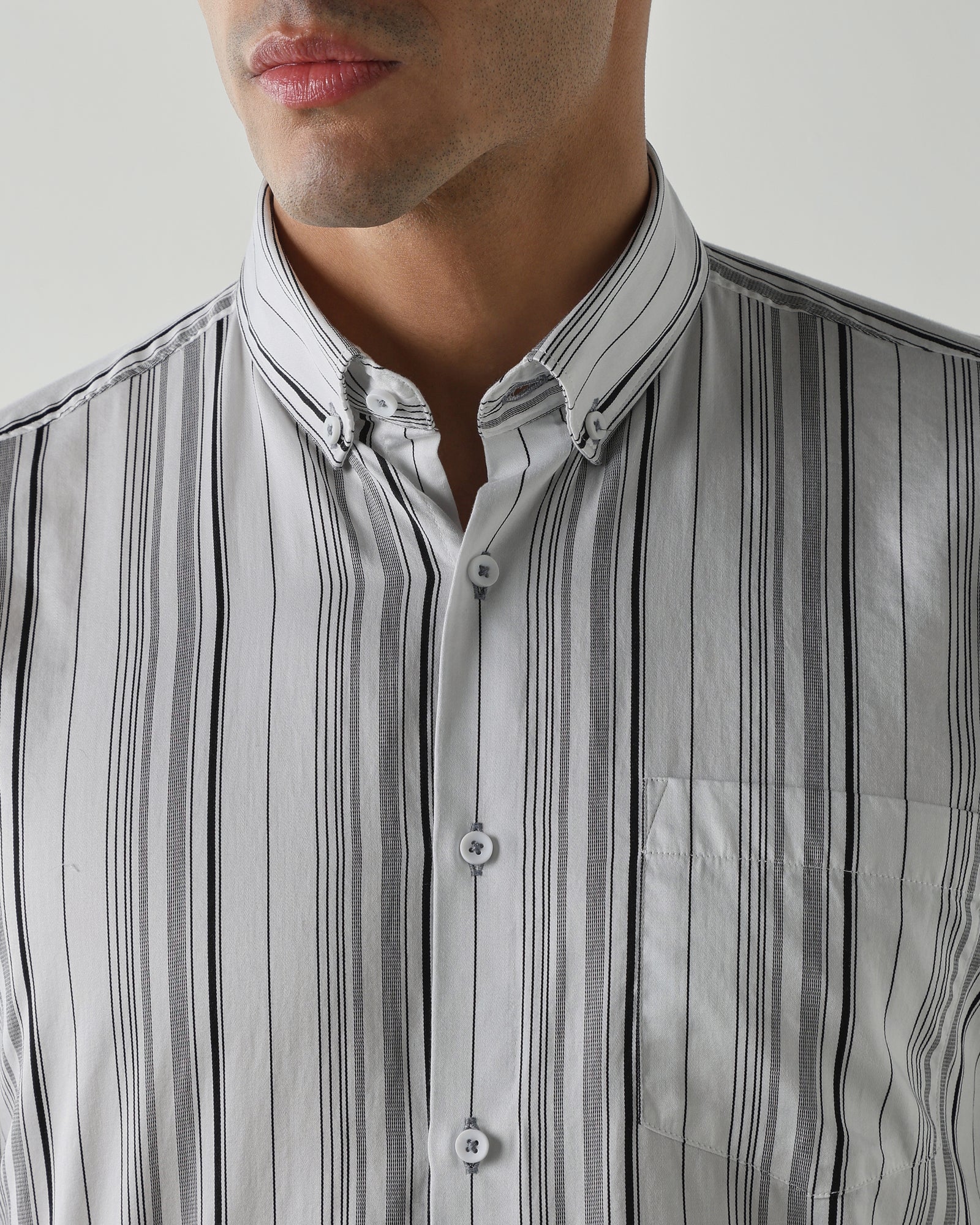 White/Black Pure Cotton Shirts for Men | Slim Fit Luxury Wear