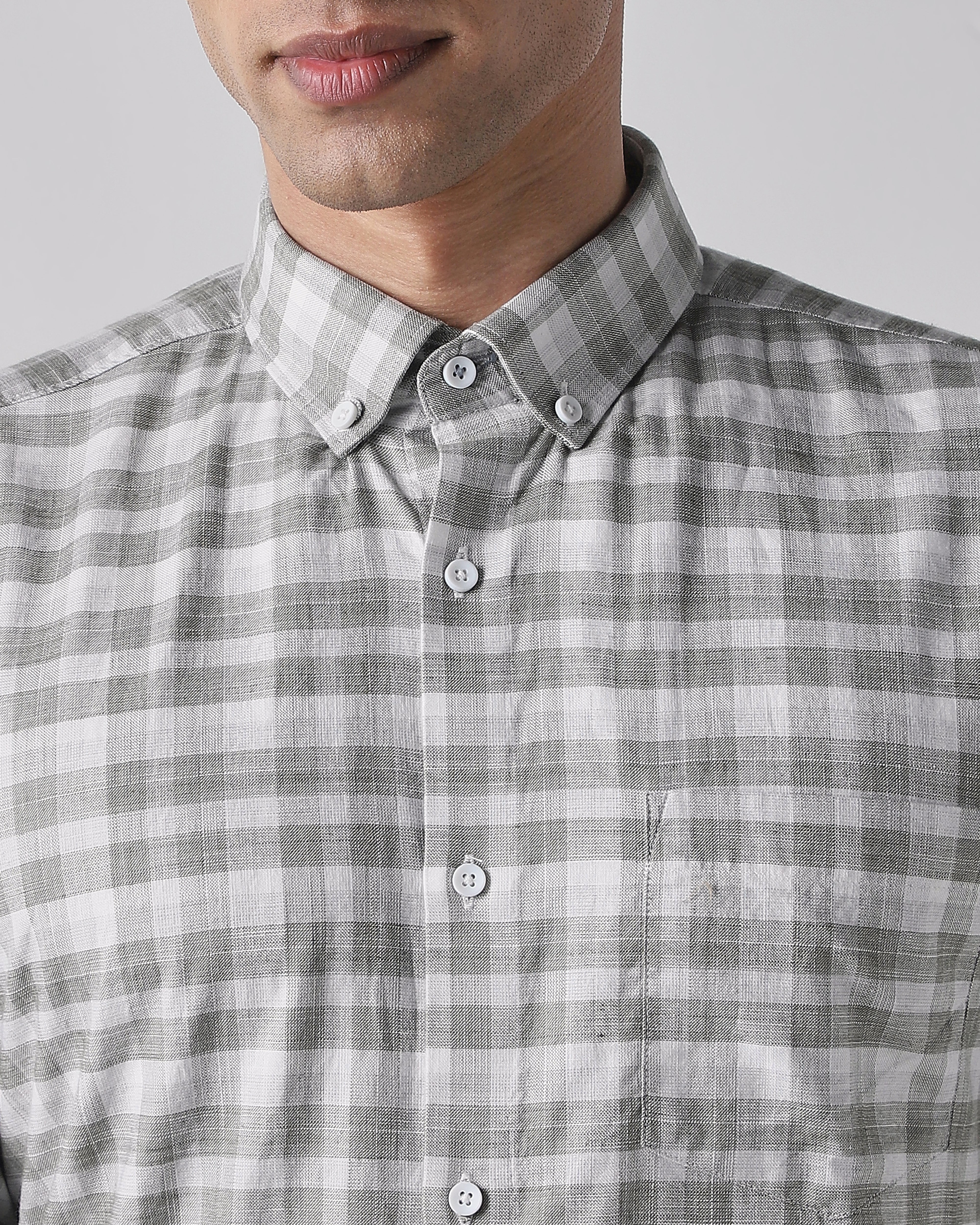 Grey 100% Cotton Regular Fit Shirt