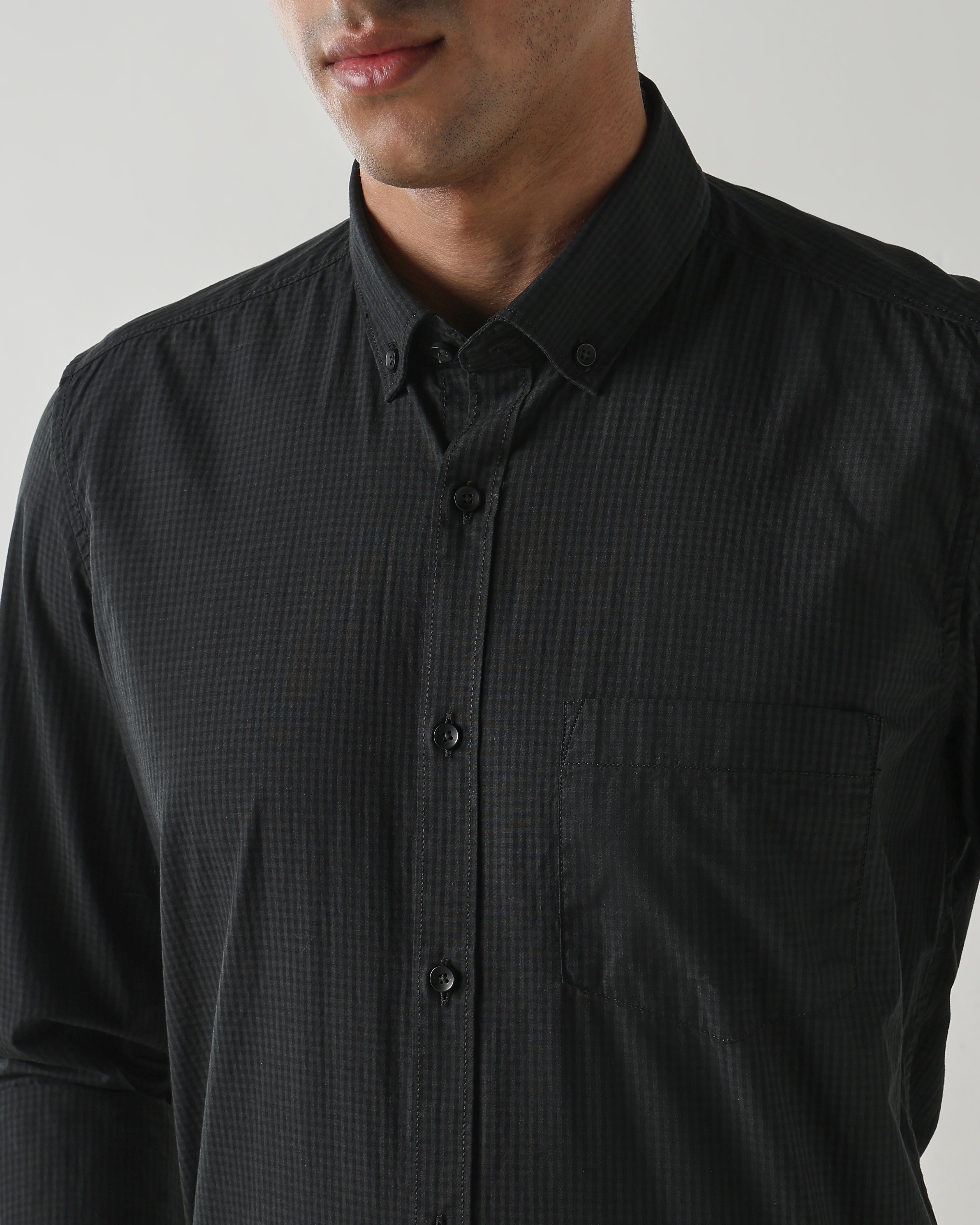 Men Slim Fit Shirt Olive