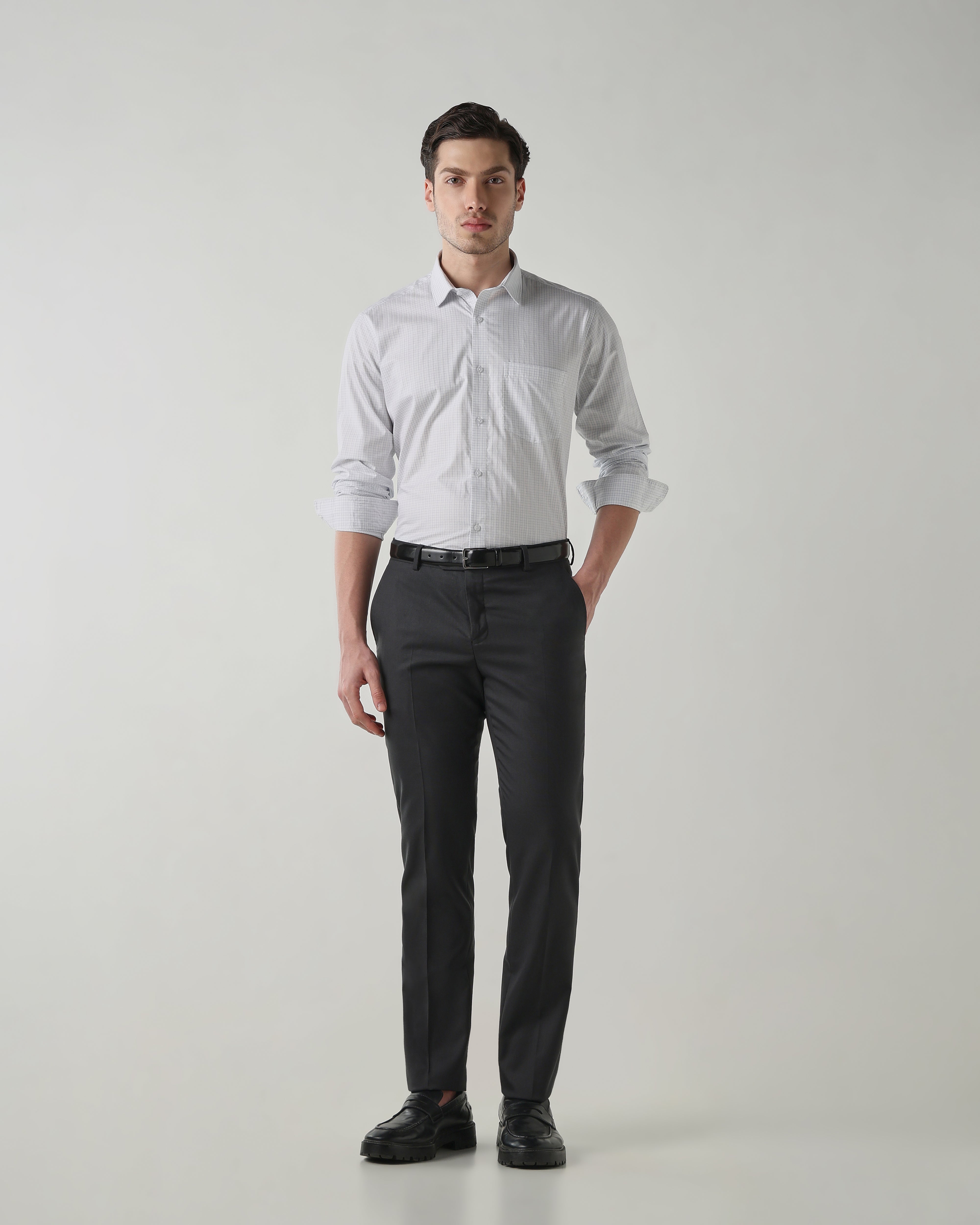 Men Regular Fit Trouser Dark Grey