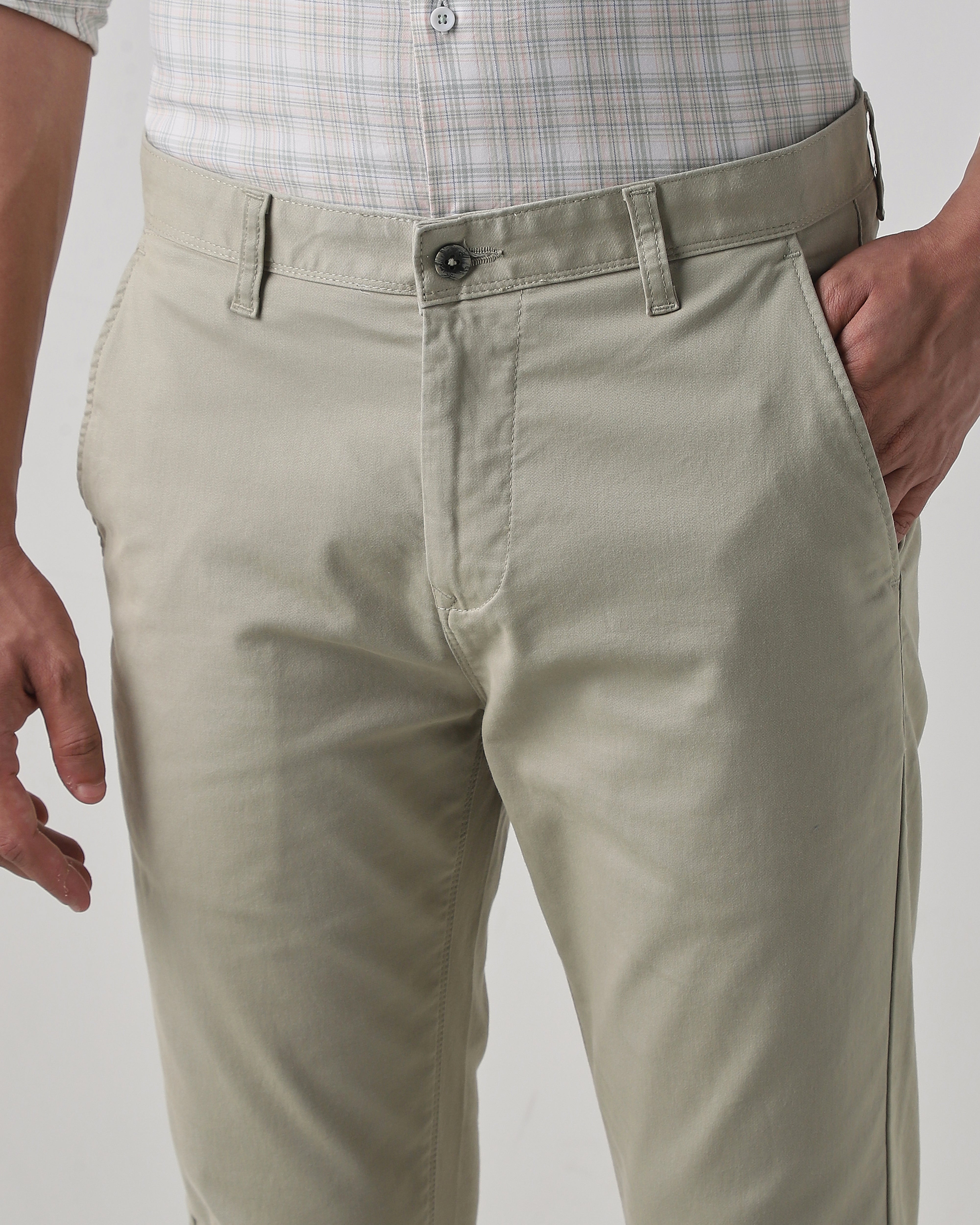 Mint Cotton Stretch Regular Fit Trouser