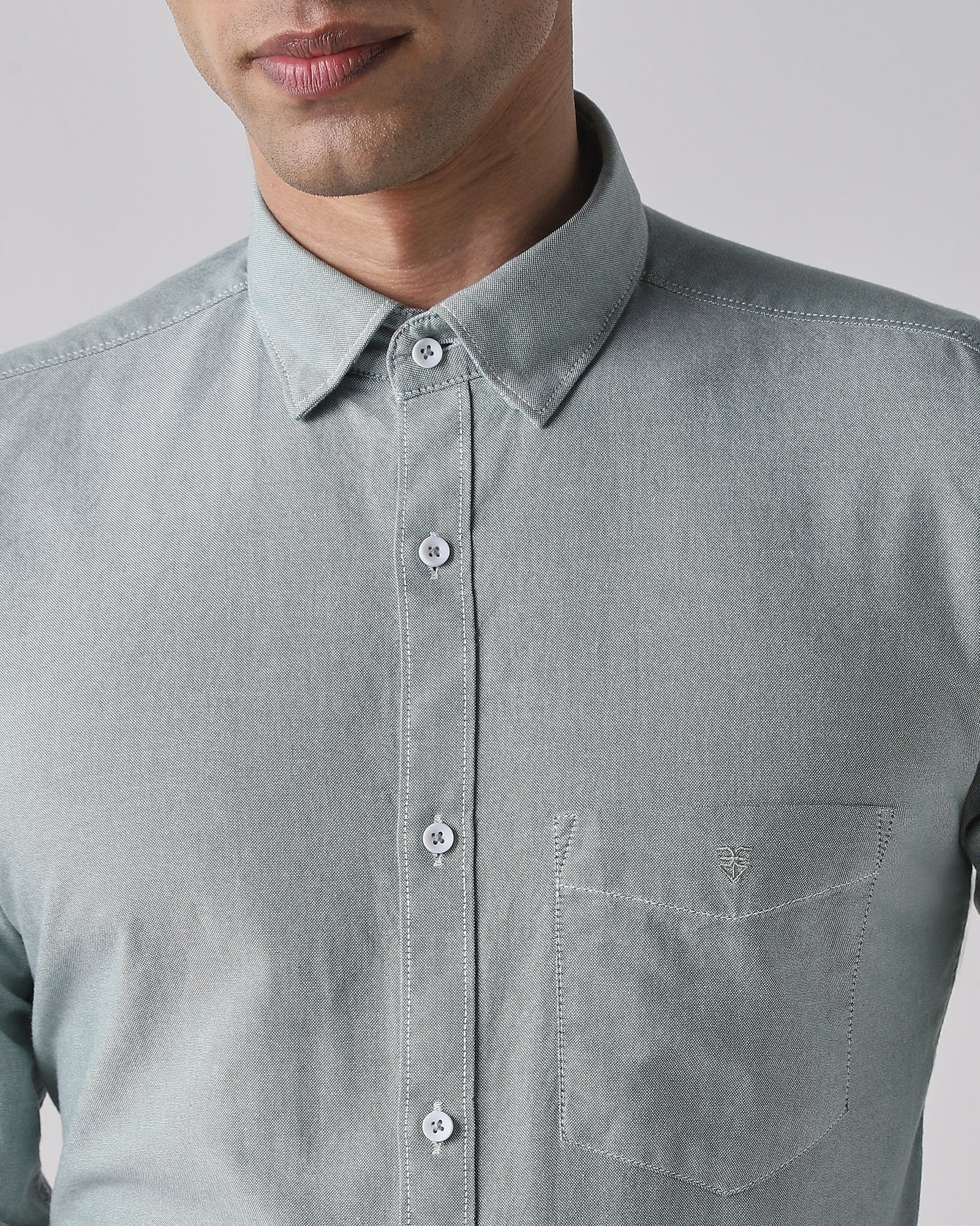 Olive 100% Cotton Regular Fit Shirt