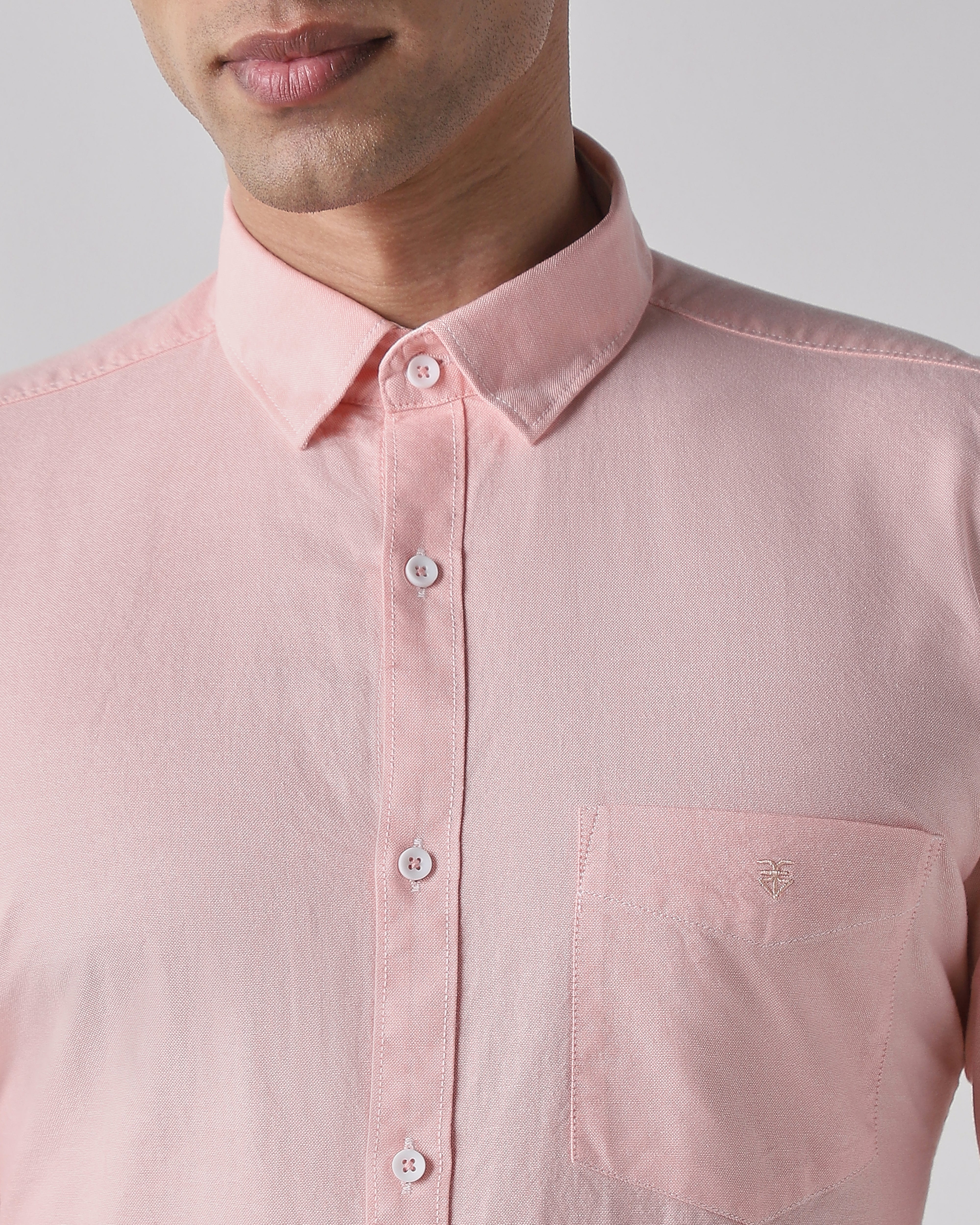Peach 100% Cotton Regular Fit Shirt
