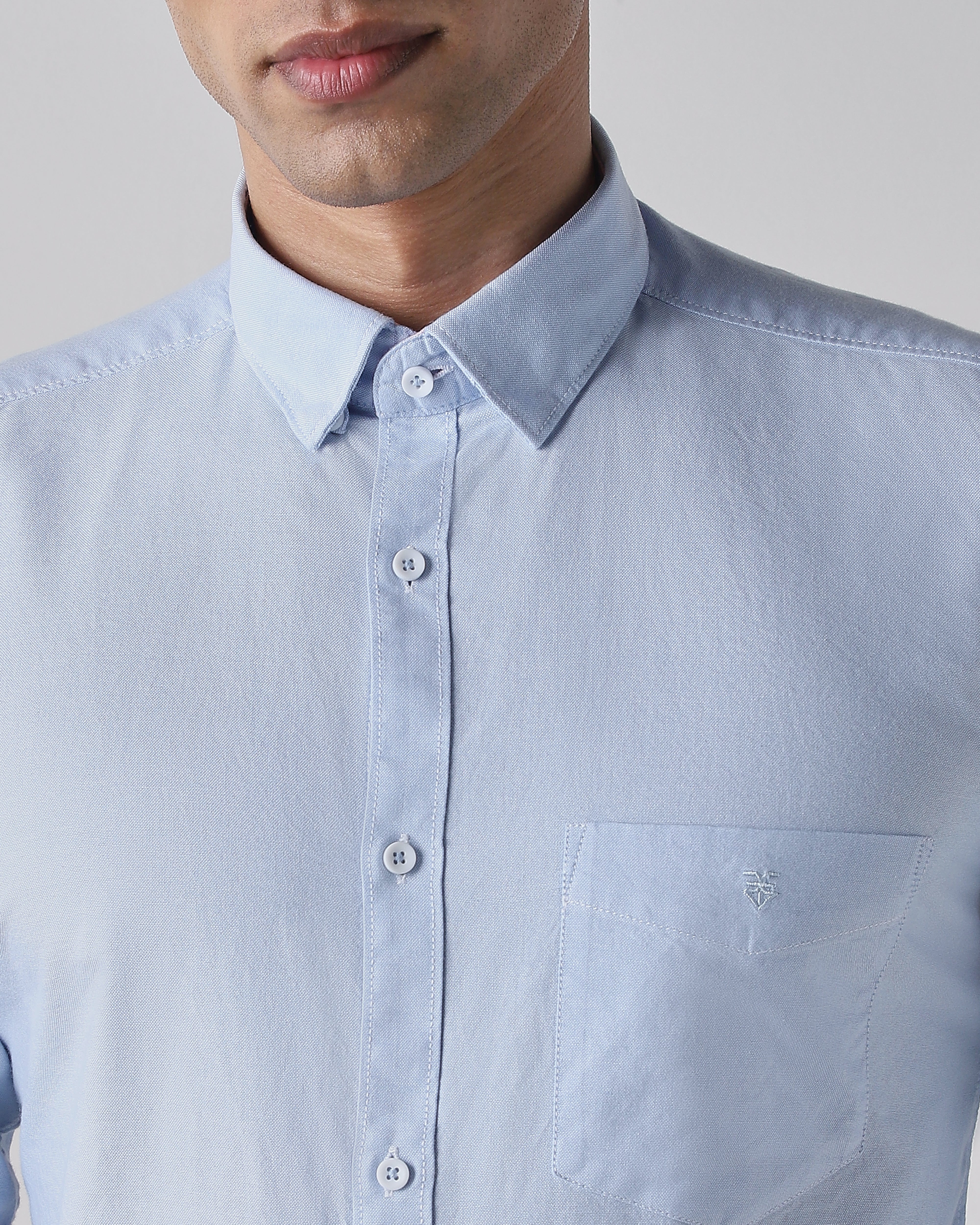 Sky Blue 100% Cotton Regular Fit Shirt