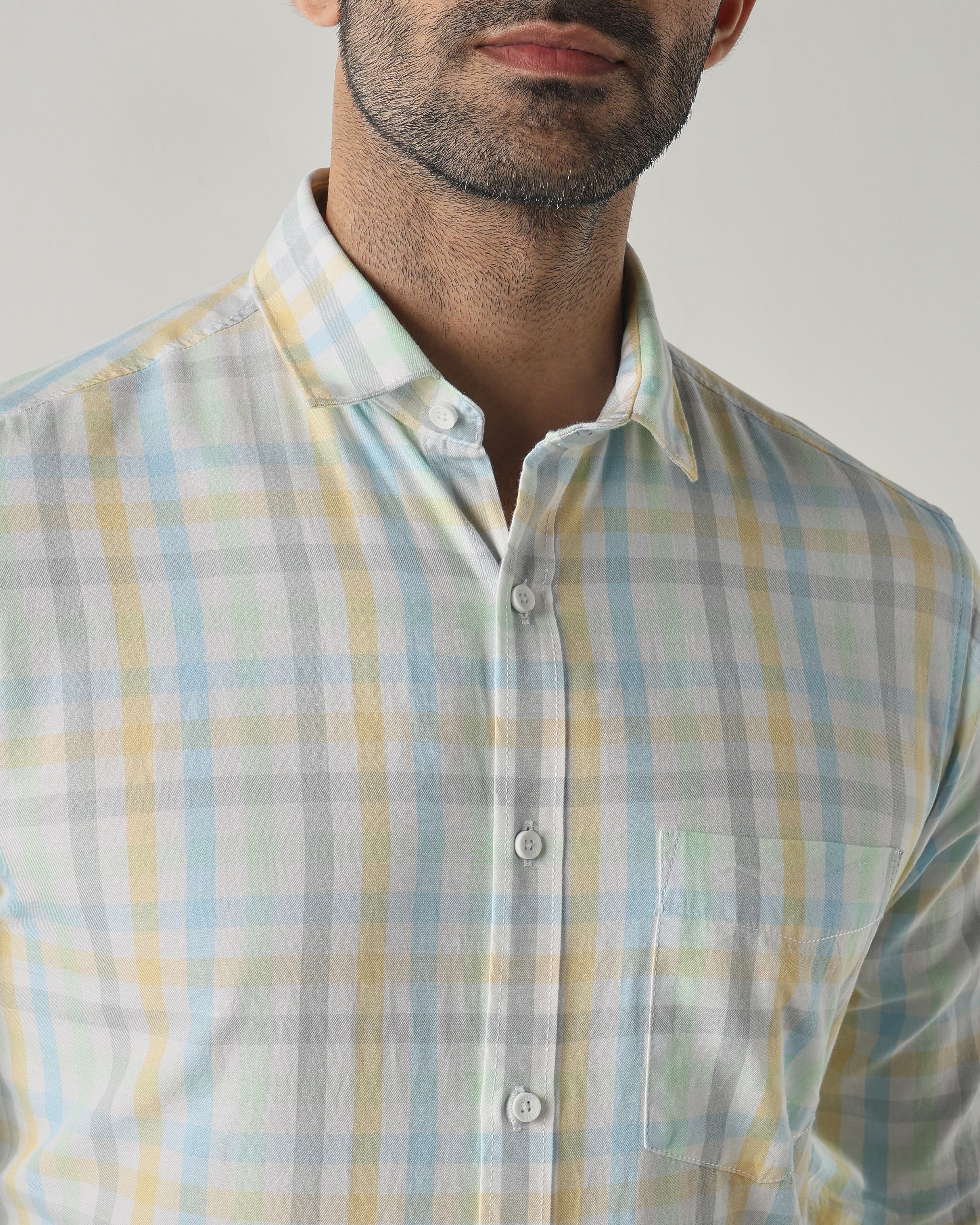 Sky Blue Slim fit Smart Casual Shirts
