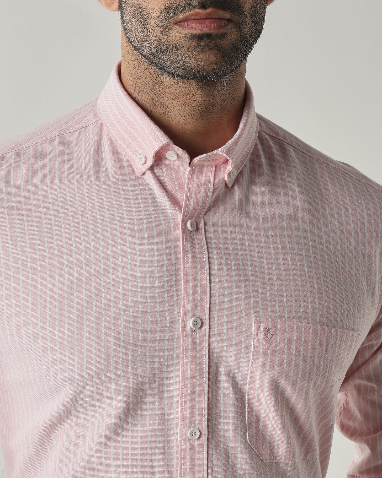 White/Pink Slim fit Smart Casual Shirts