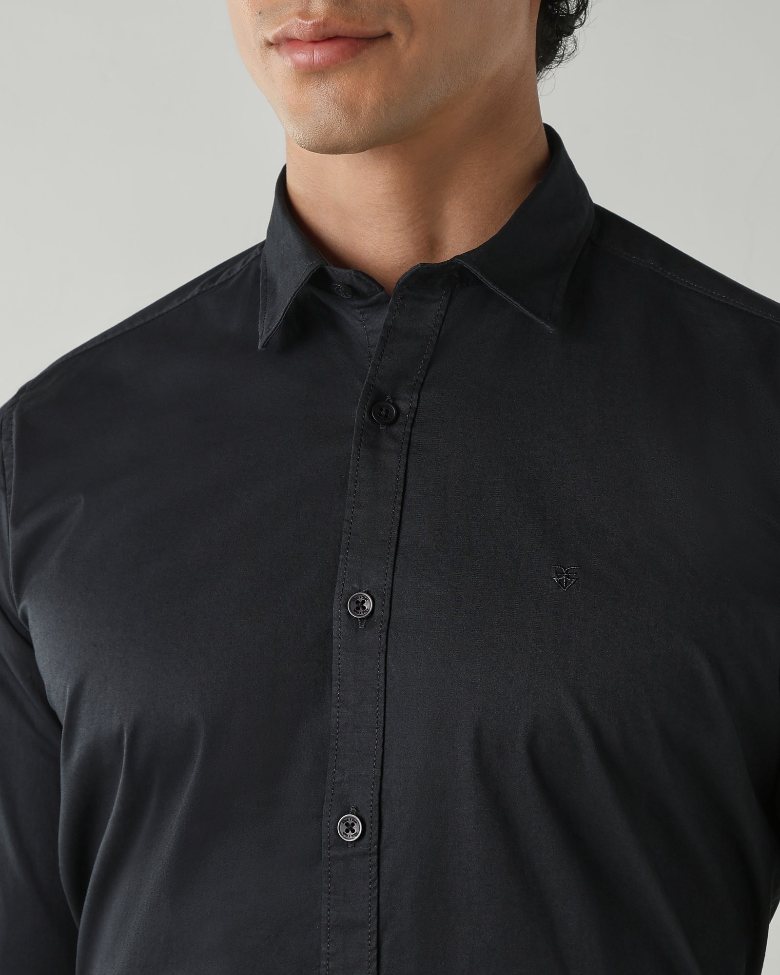 Men Slim Fit Shirts Black