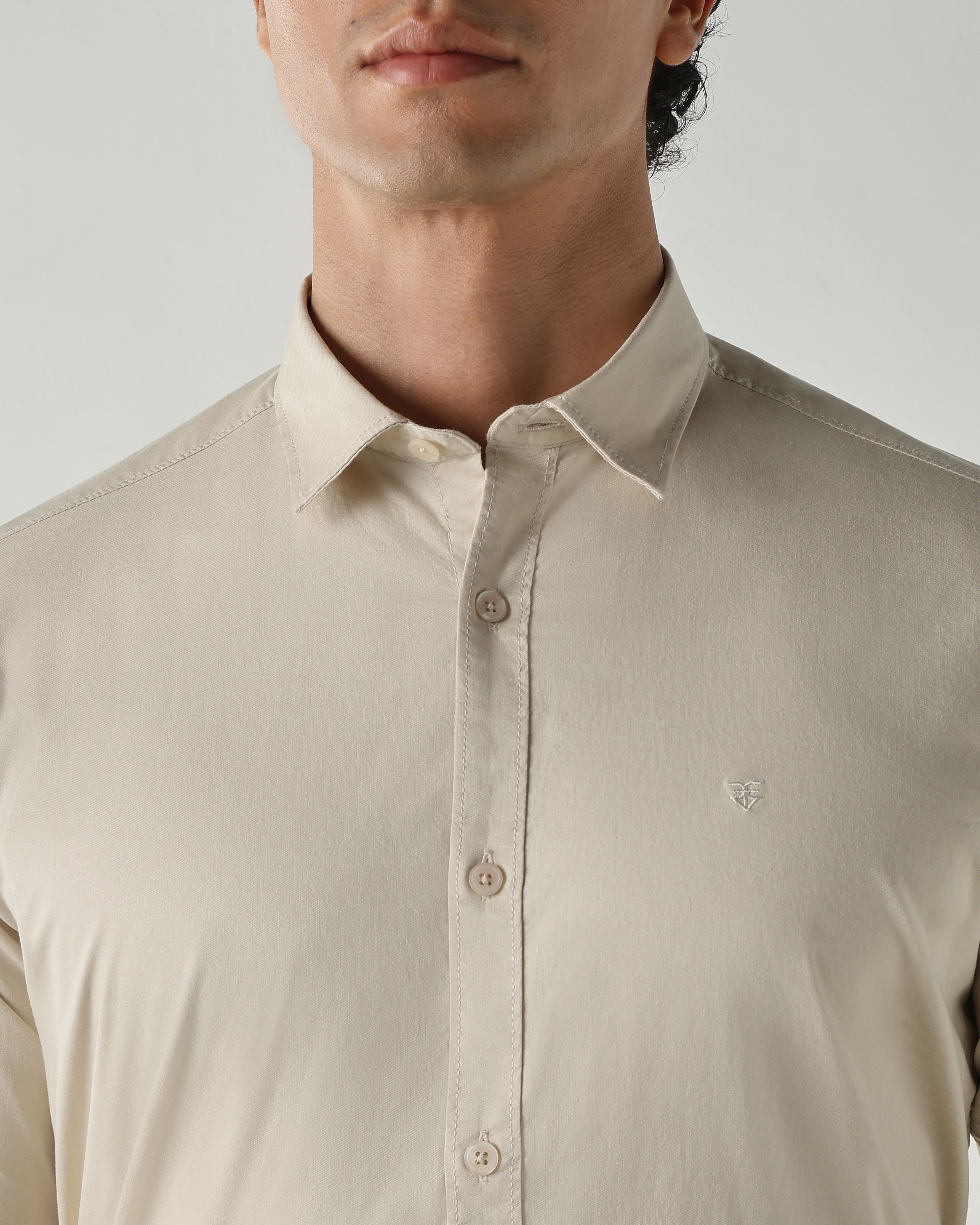 Men Slim Fit Shirts Cream