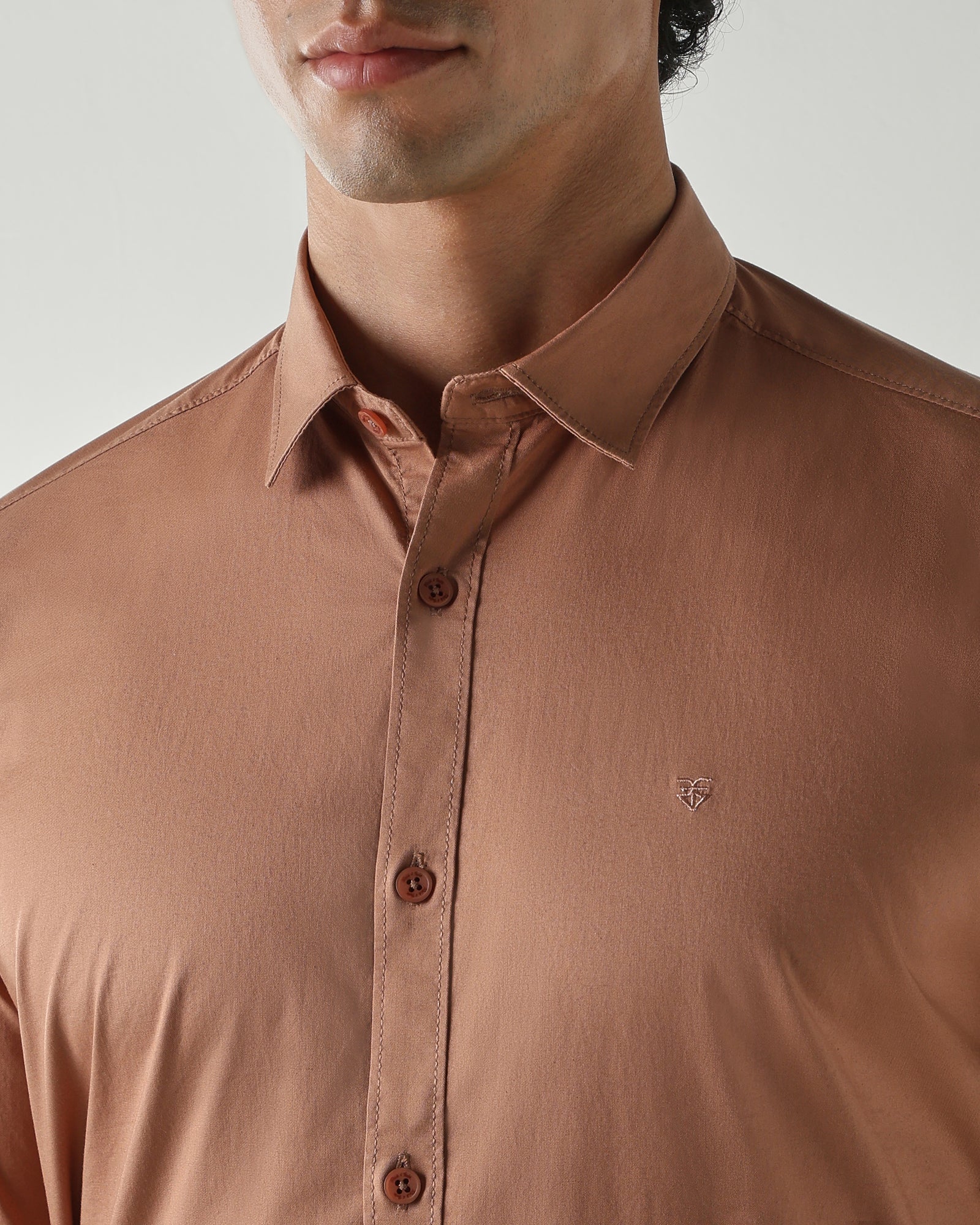 Men Slim Fit Shirts Mud Peach