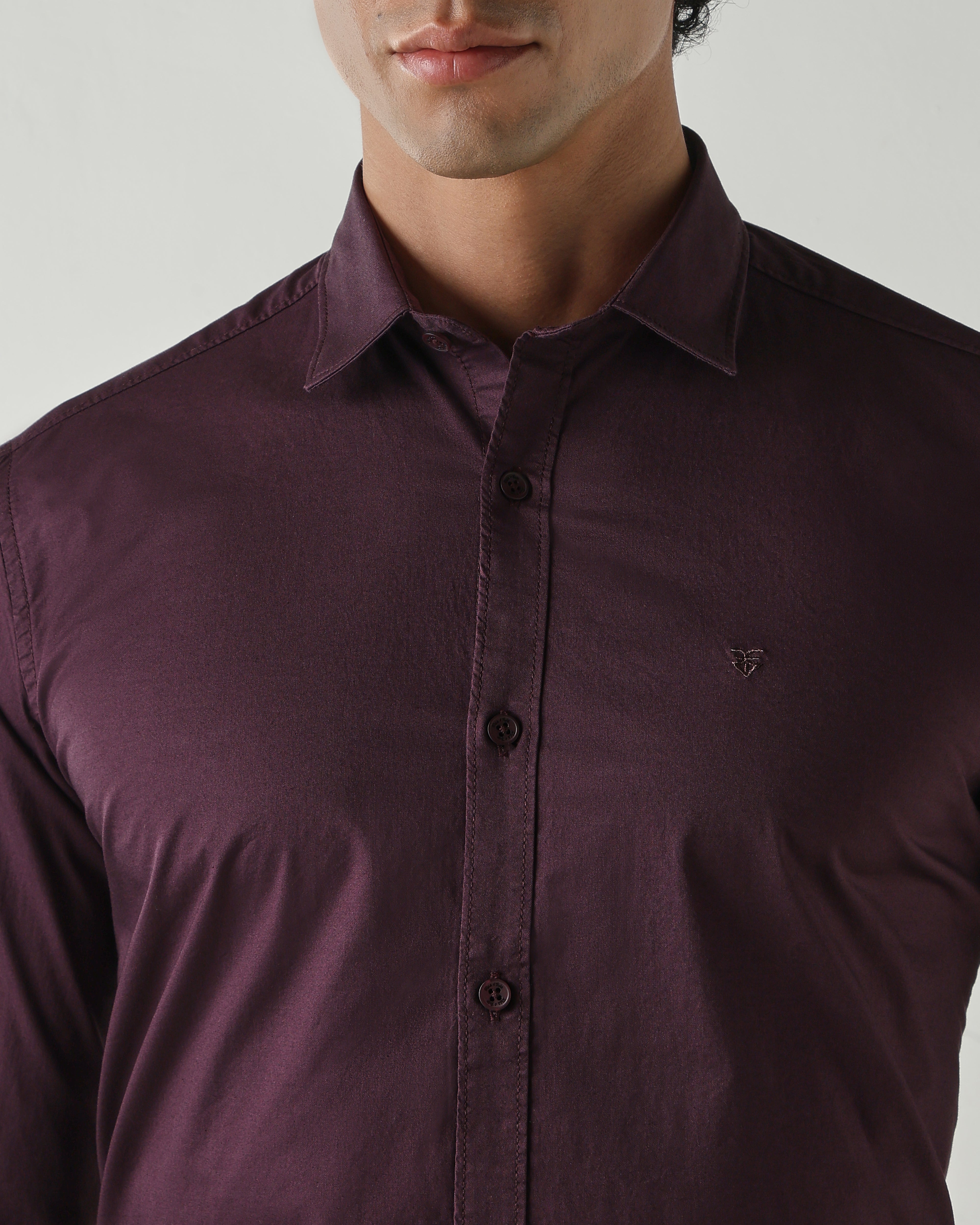 Men Slim Fit Shirts Wine