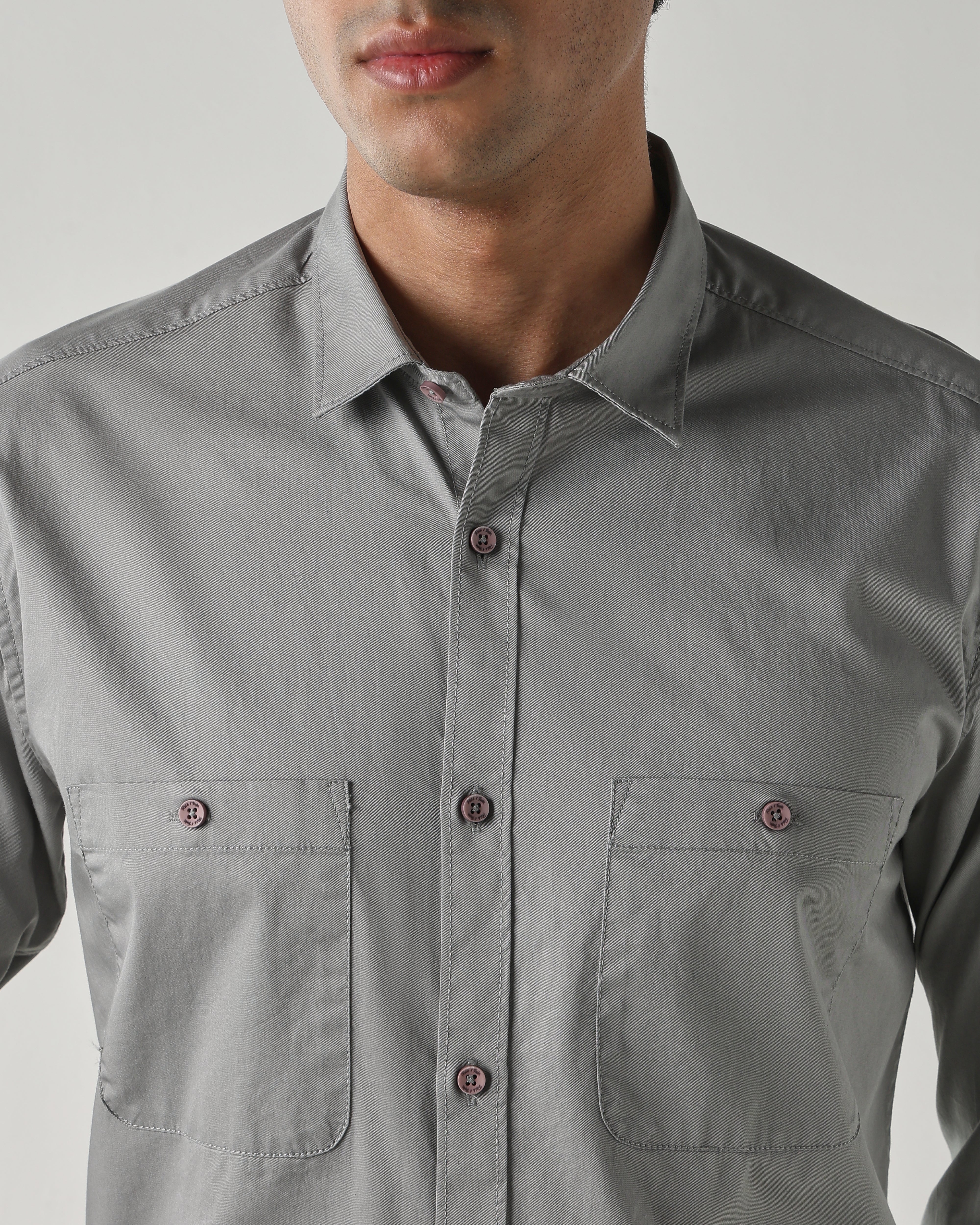 Men Slim Fit Shirt Grey