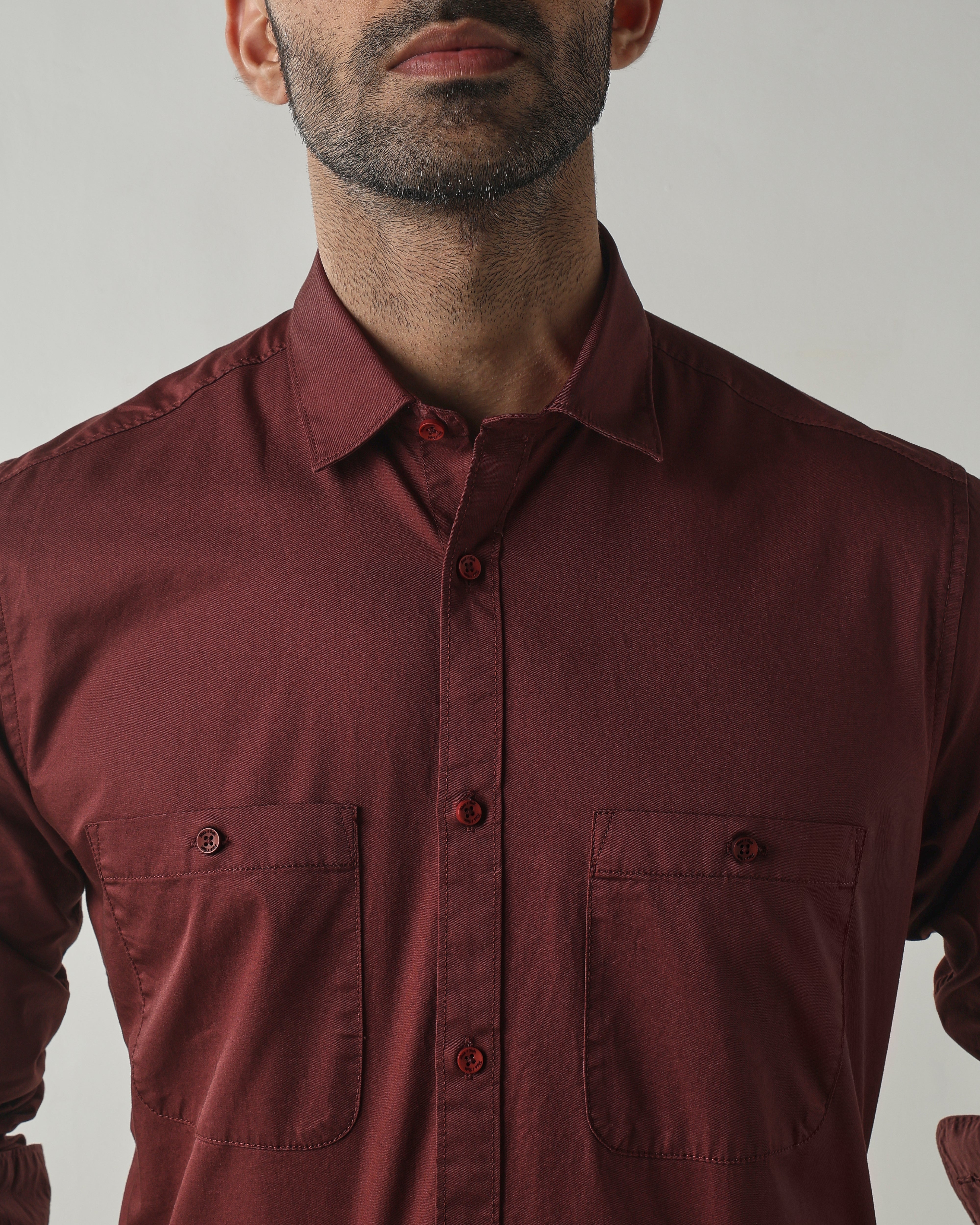 Rust Slim fit Smart Casual Shirts