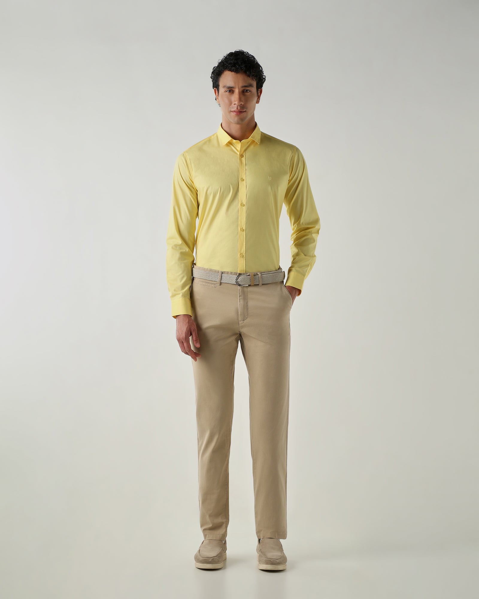 Men Regular Fit Trousers Beige
