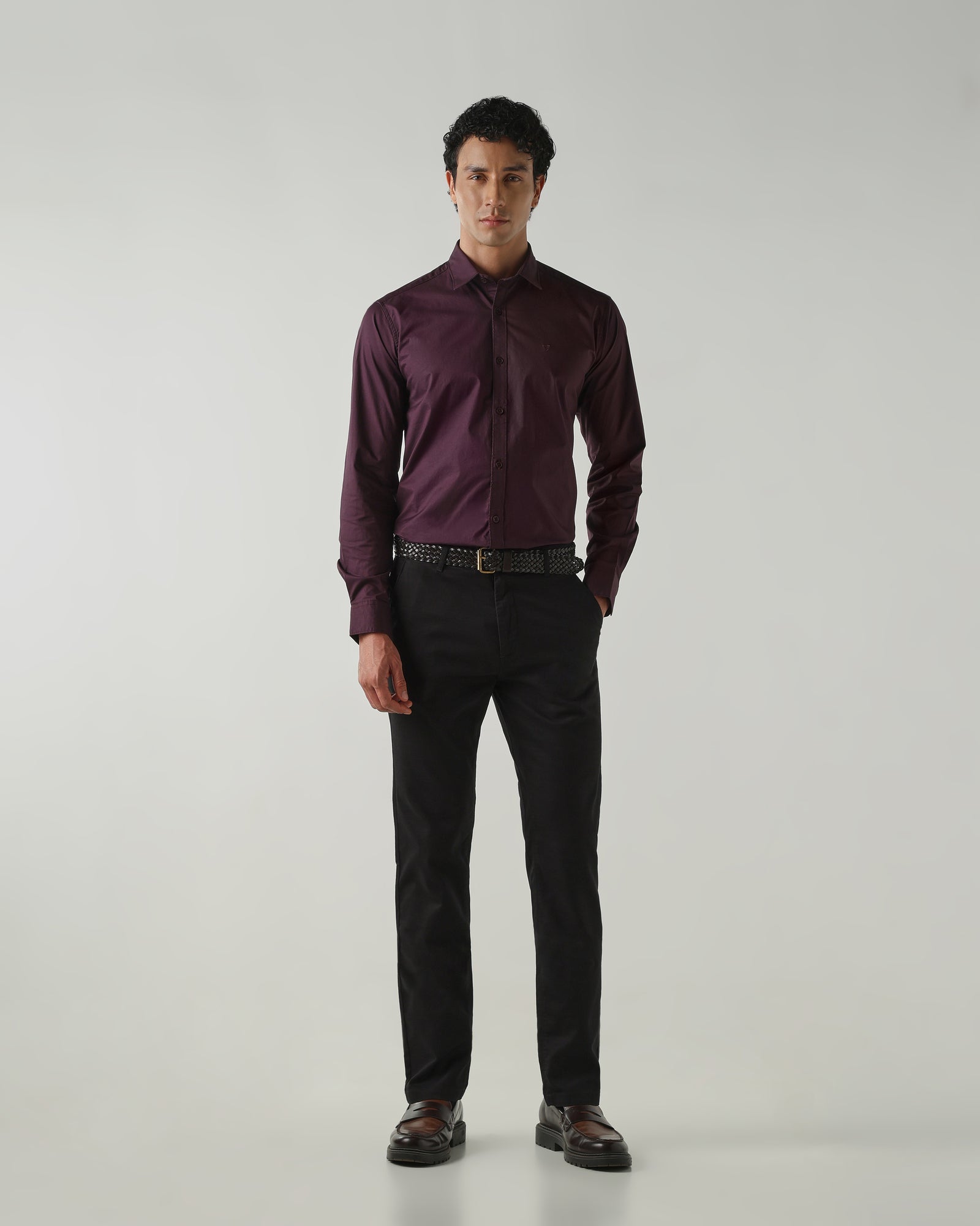 Men Regular Fit Trousers Black