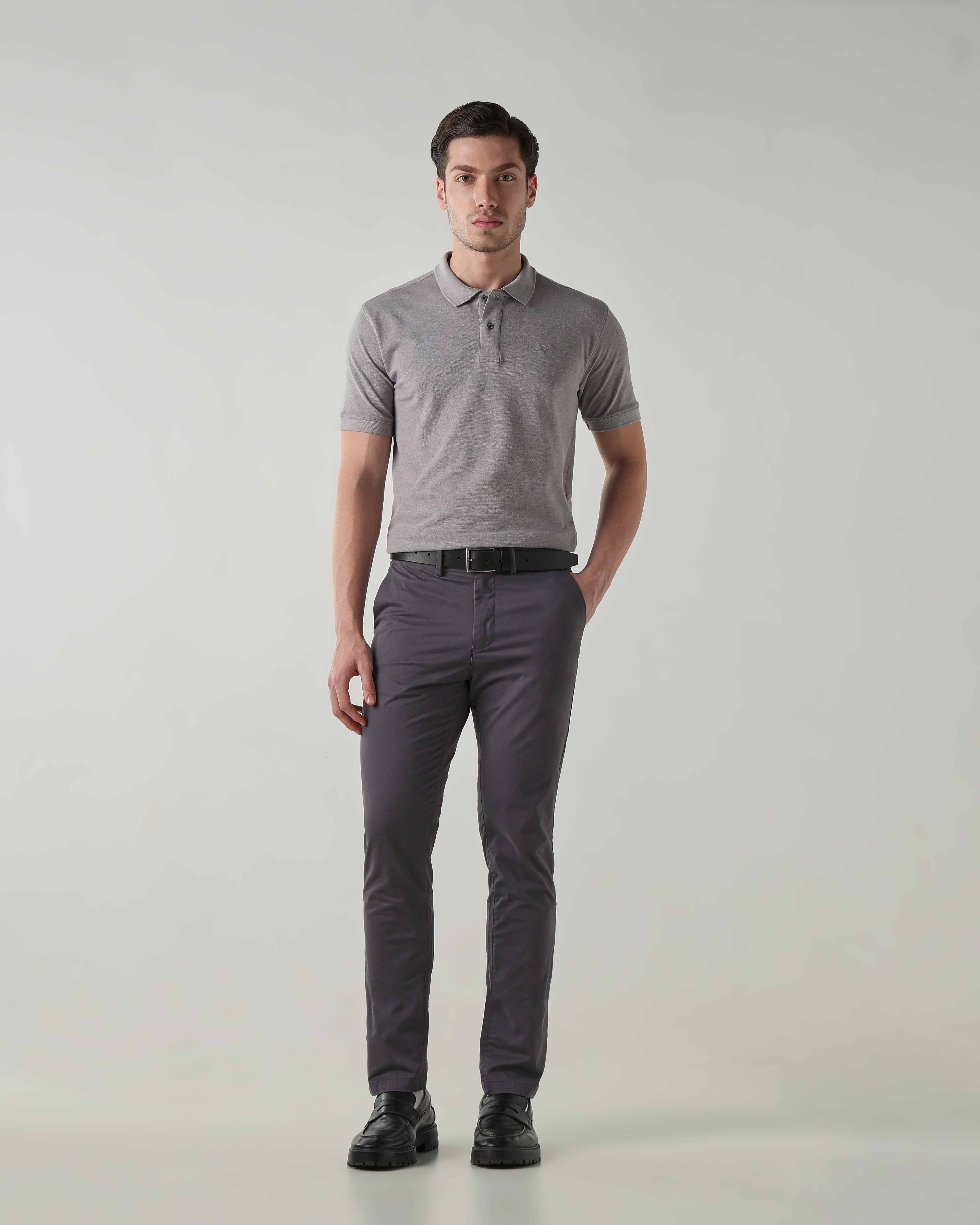 Men Regular Fit Trouser Grey