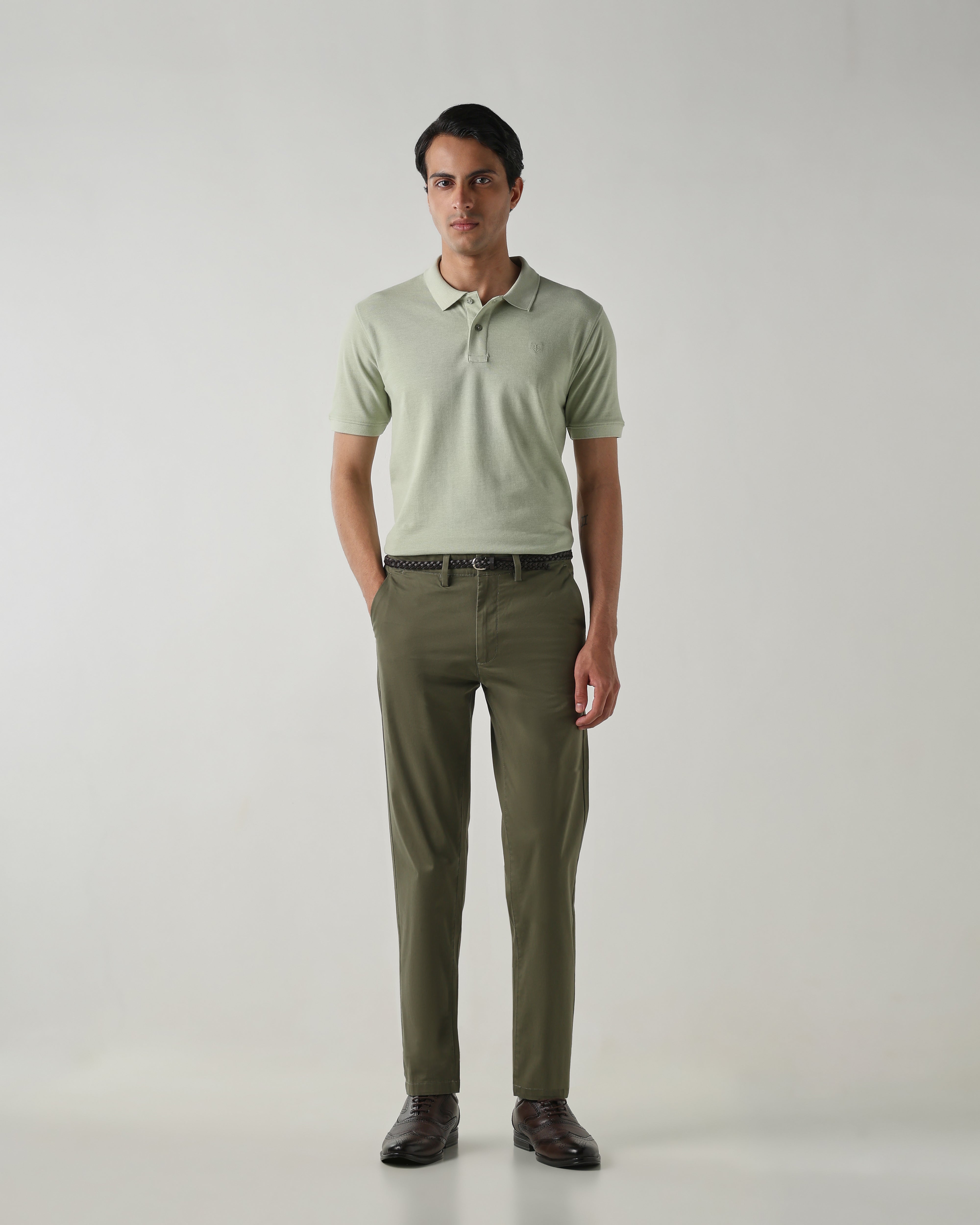 Men Regular Fit Trouser Olive