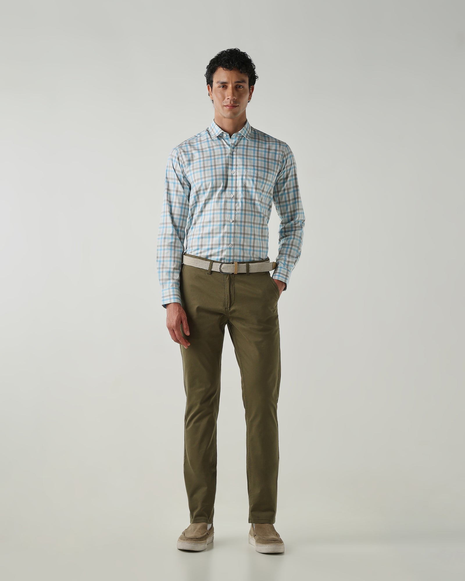 Men Regular Fit Trousers Olive