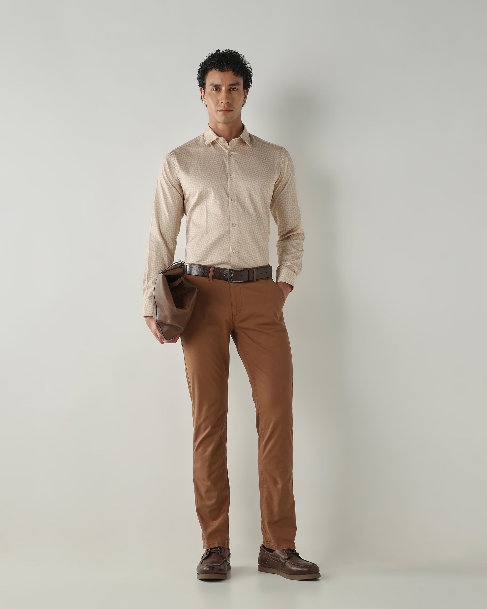 Men Regular Fit Trousers Rust