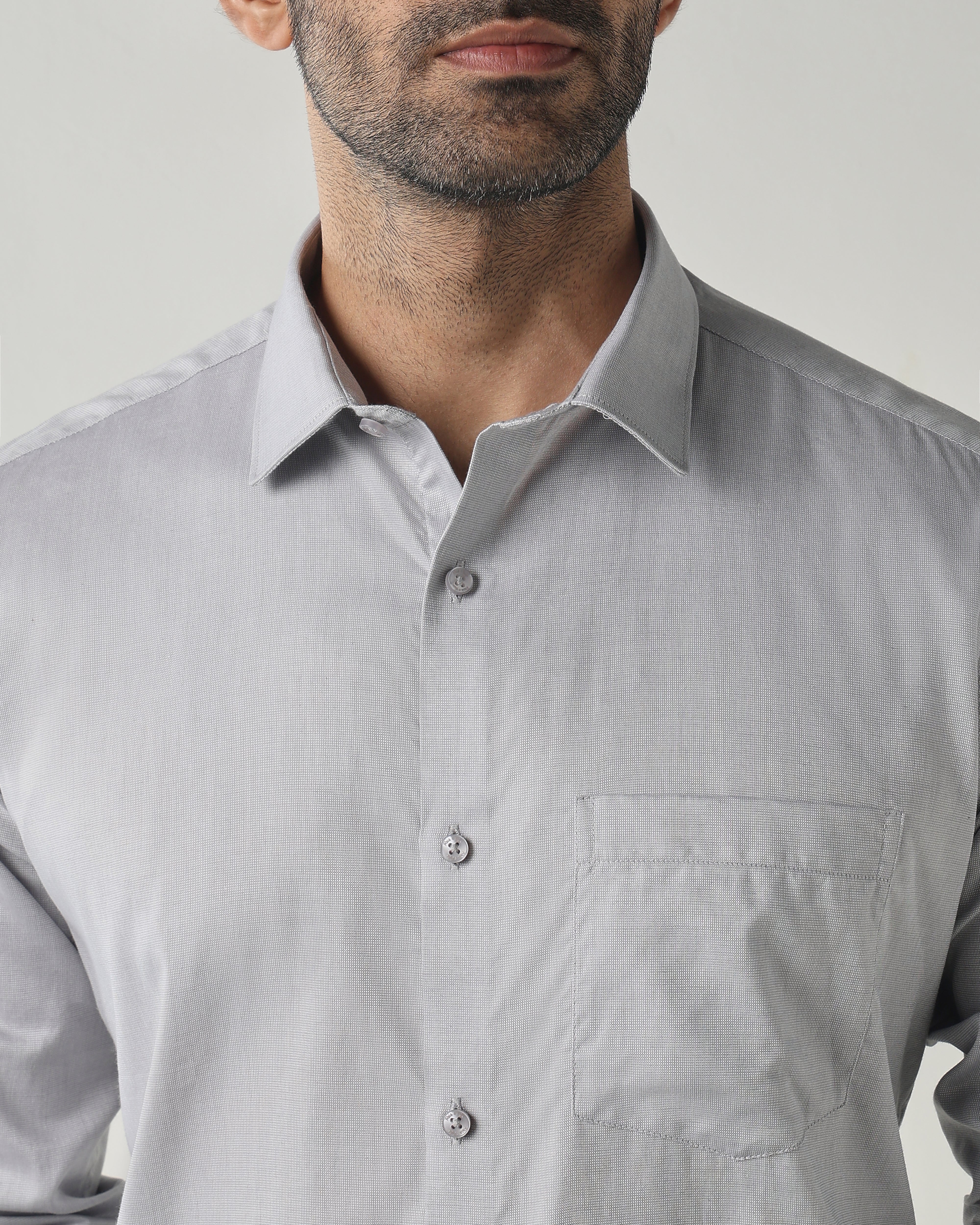 Grey Slim Fit Formal Essential Shirts