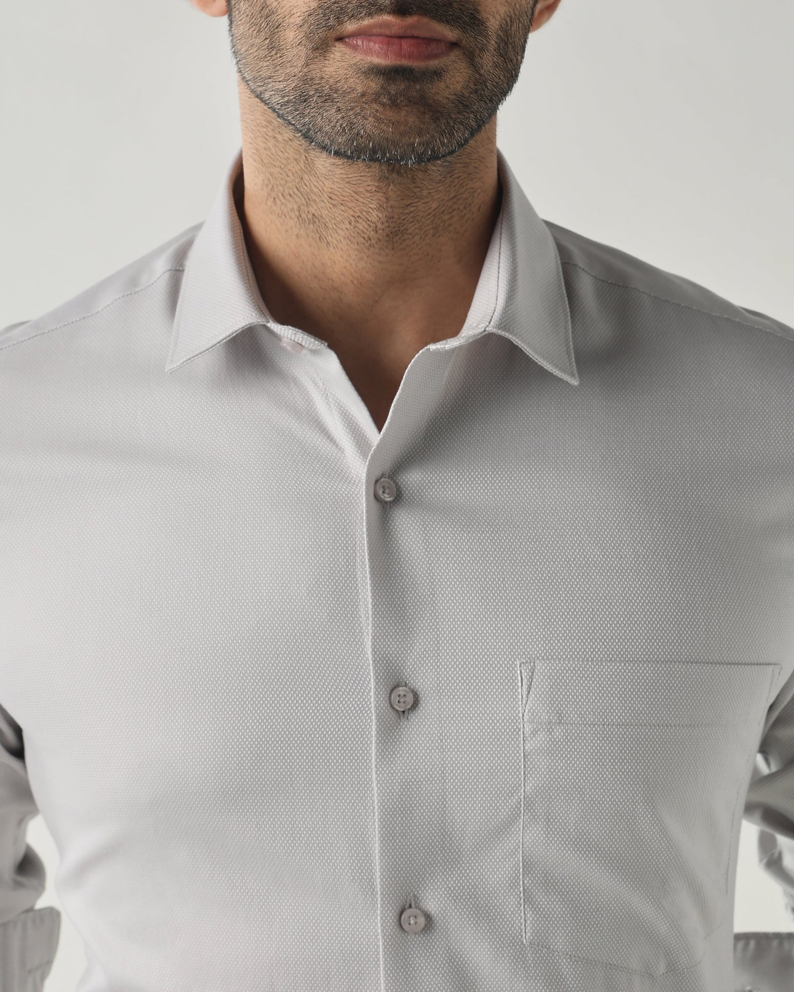 Lt Grey Slim Fit Fashion Formal Shirts