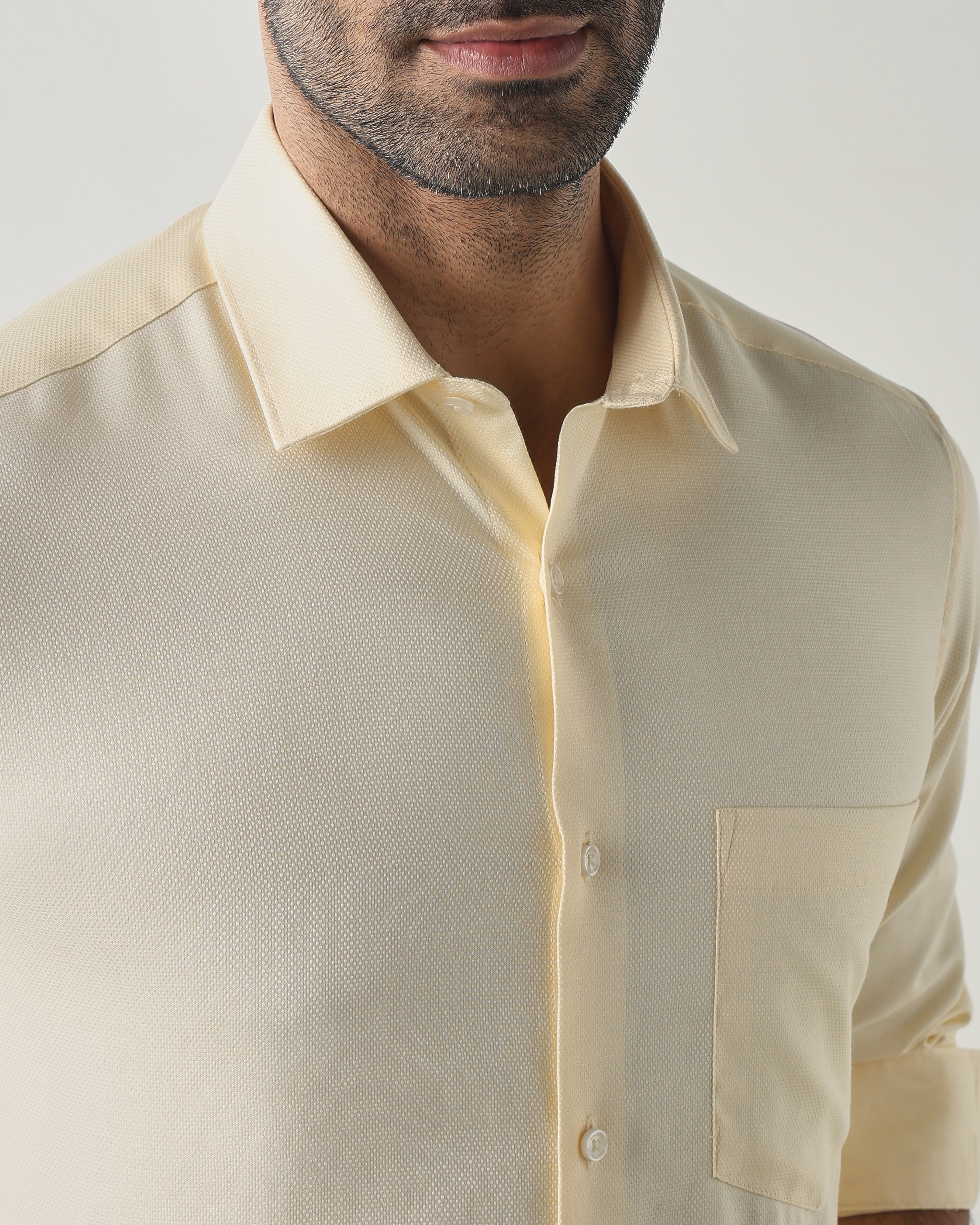 Lt Yellow Slim Fit Fashion Formal Shirts