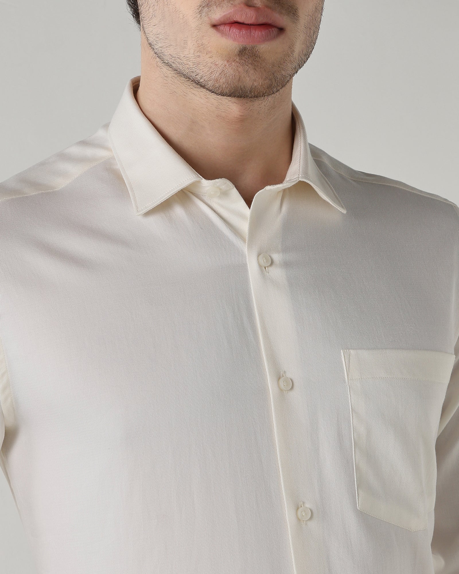 Men Regular Fit Shirt Cream