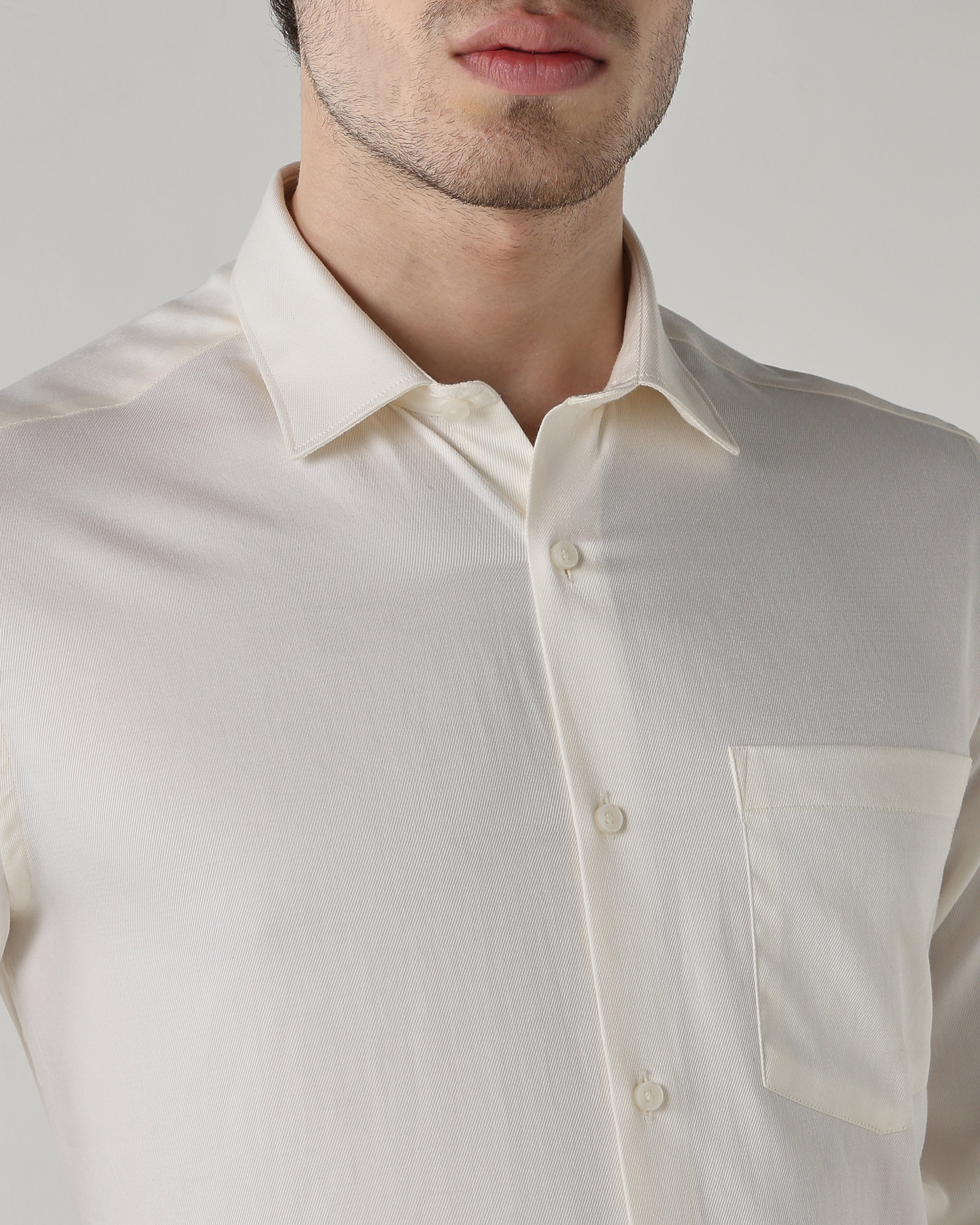 Men Regular Fit Shirt Cream