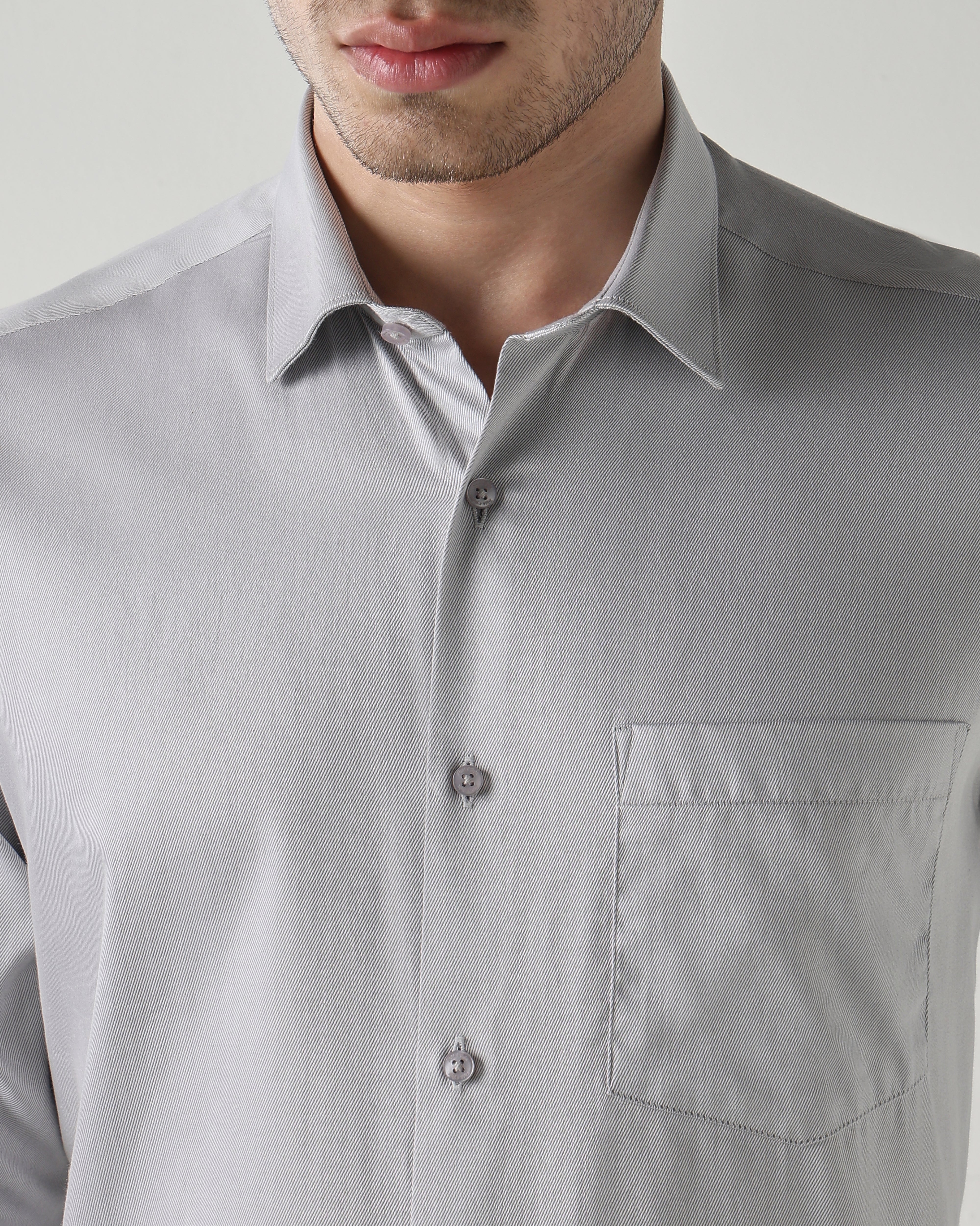 Men Regular Fit Shirt Light Grey