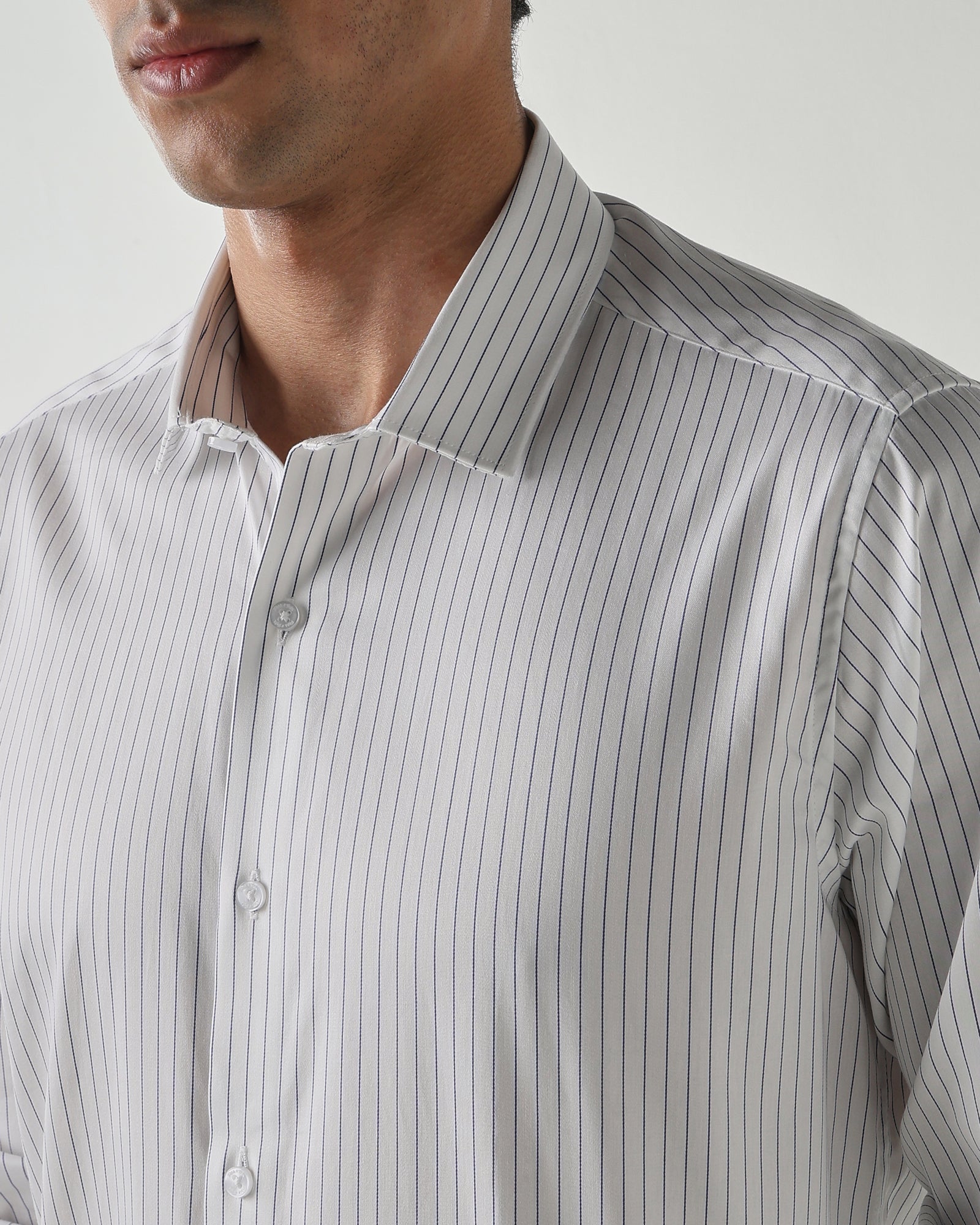Men Regular Fit Shirt White/Navy