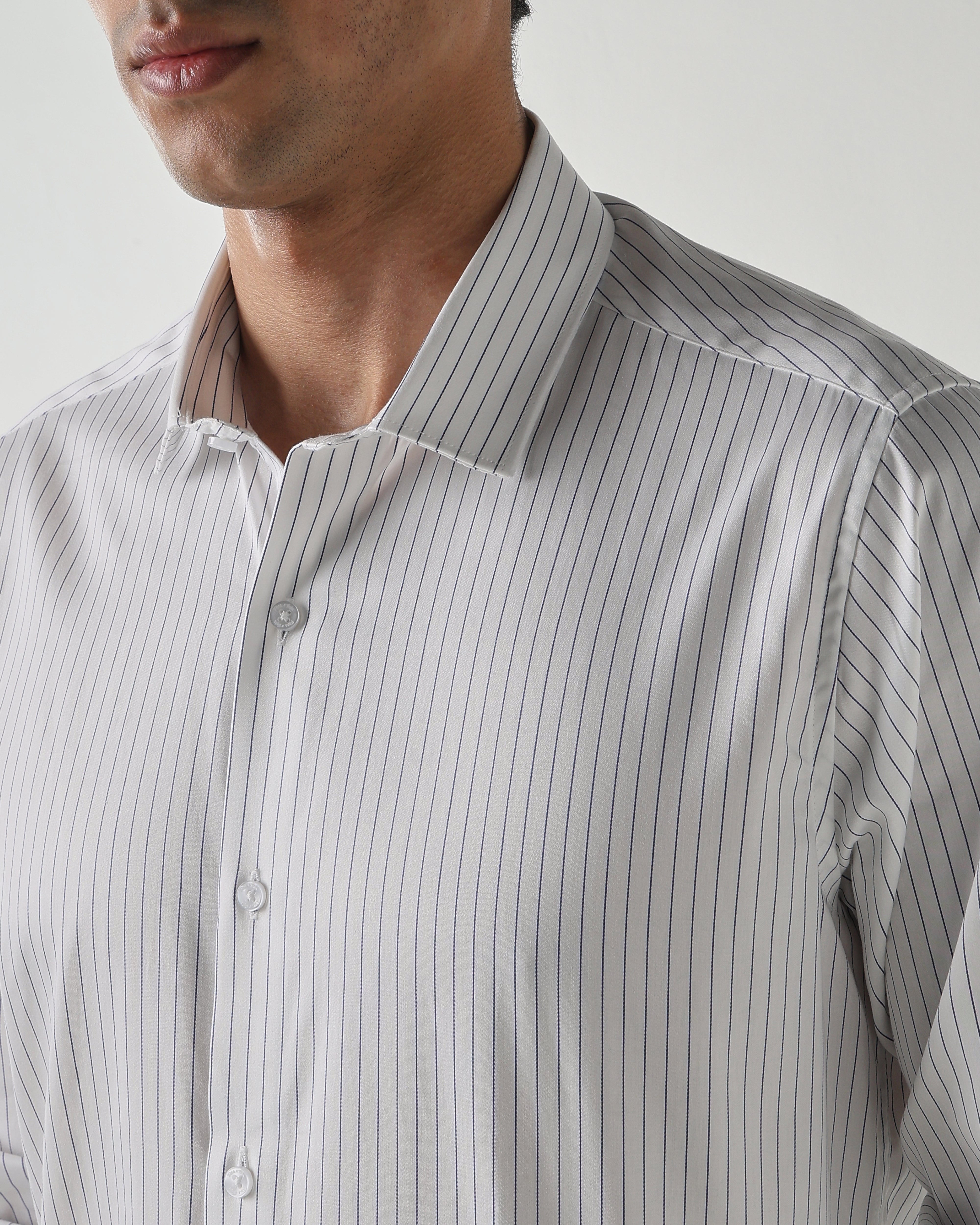 Men Regular Fit Shirt White/Navy