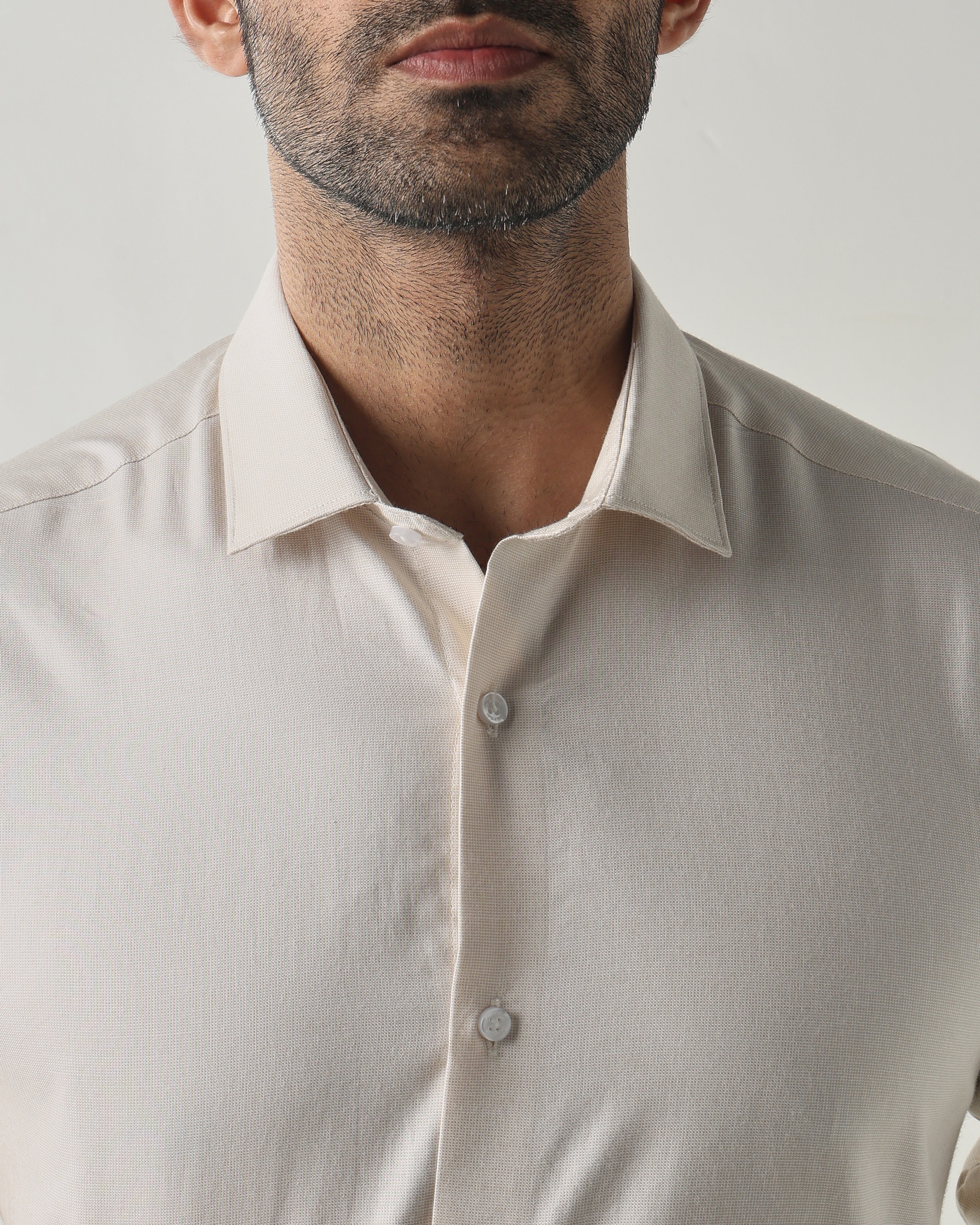 Beige Slim Fit Formal Essential Shirts