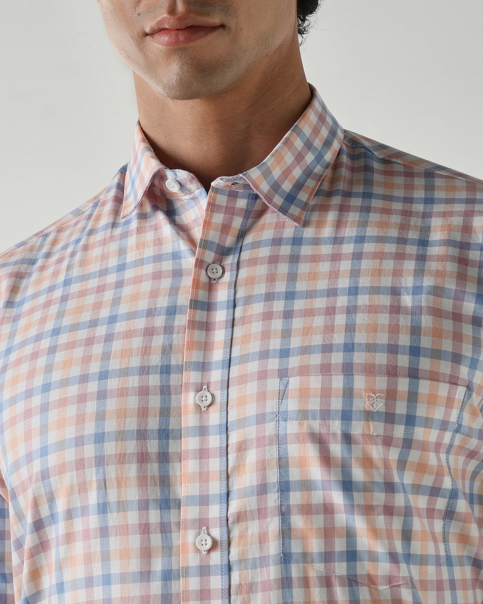 Men Slim Fit Shirts Orange/Blue/Pink