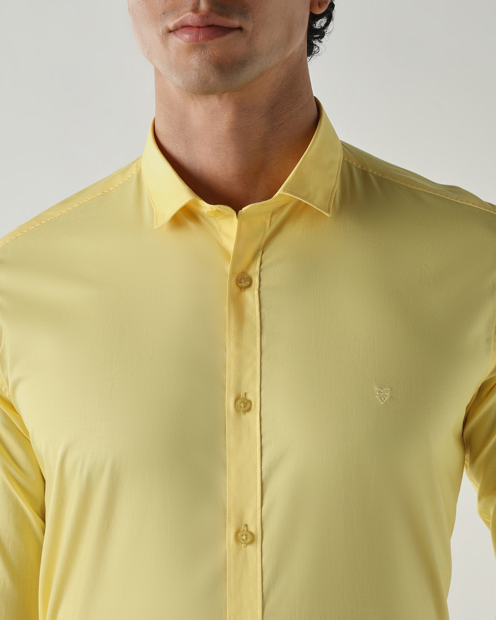 Men Slim Fit Shirts Yellow
