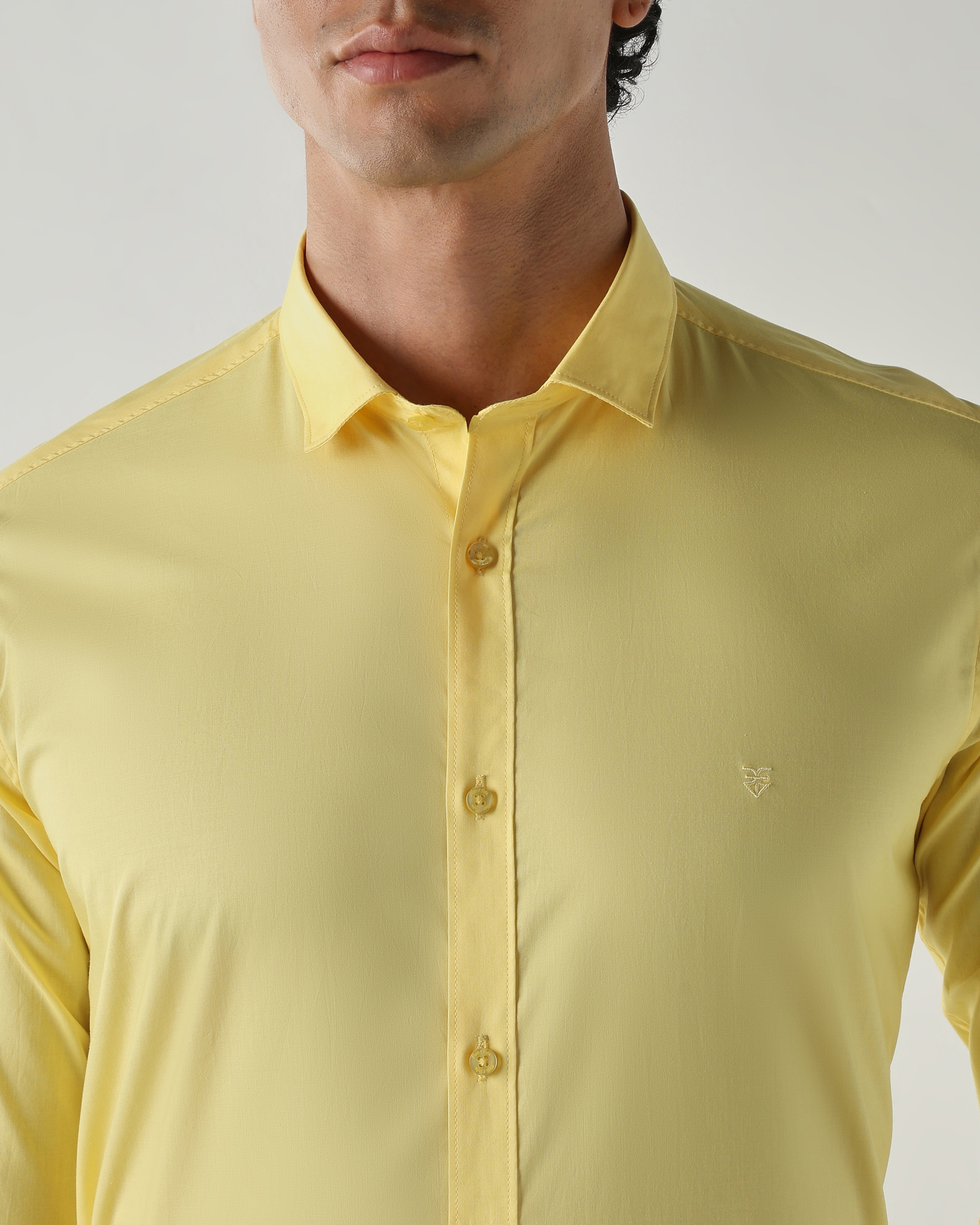 Men Slim Fit Shirts Yellow