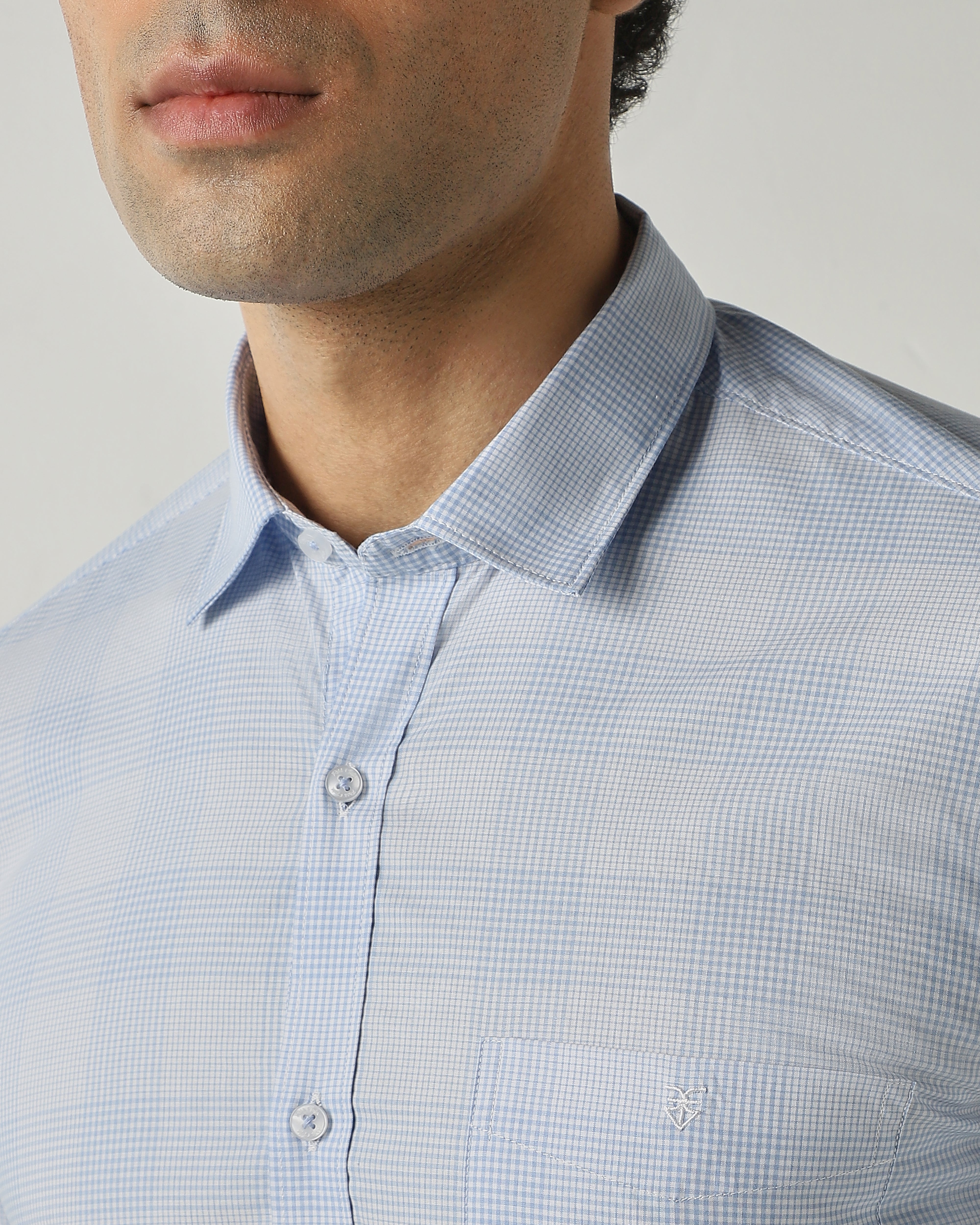 Shirt Blue/White Slim Fit 100% Cotton
