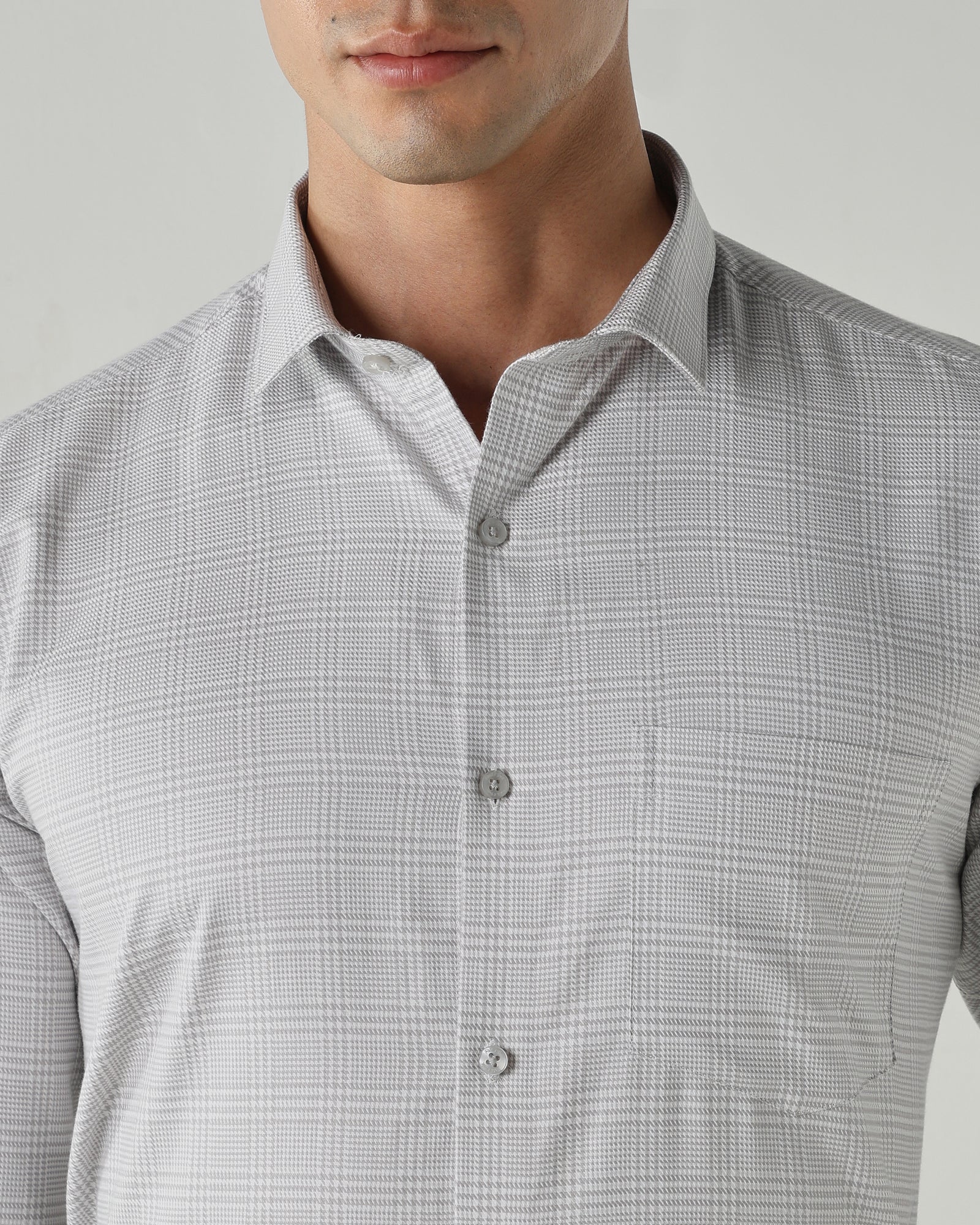 Men Slim Fit Shirts Grey