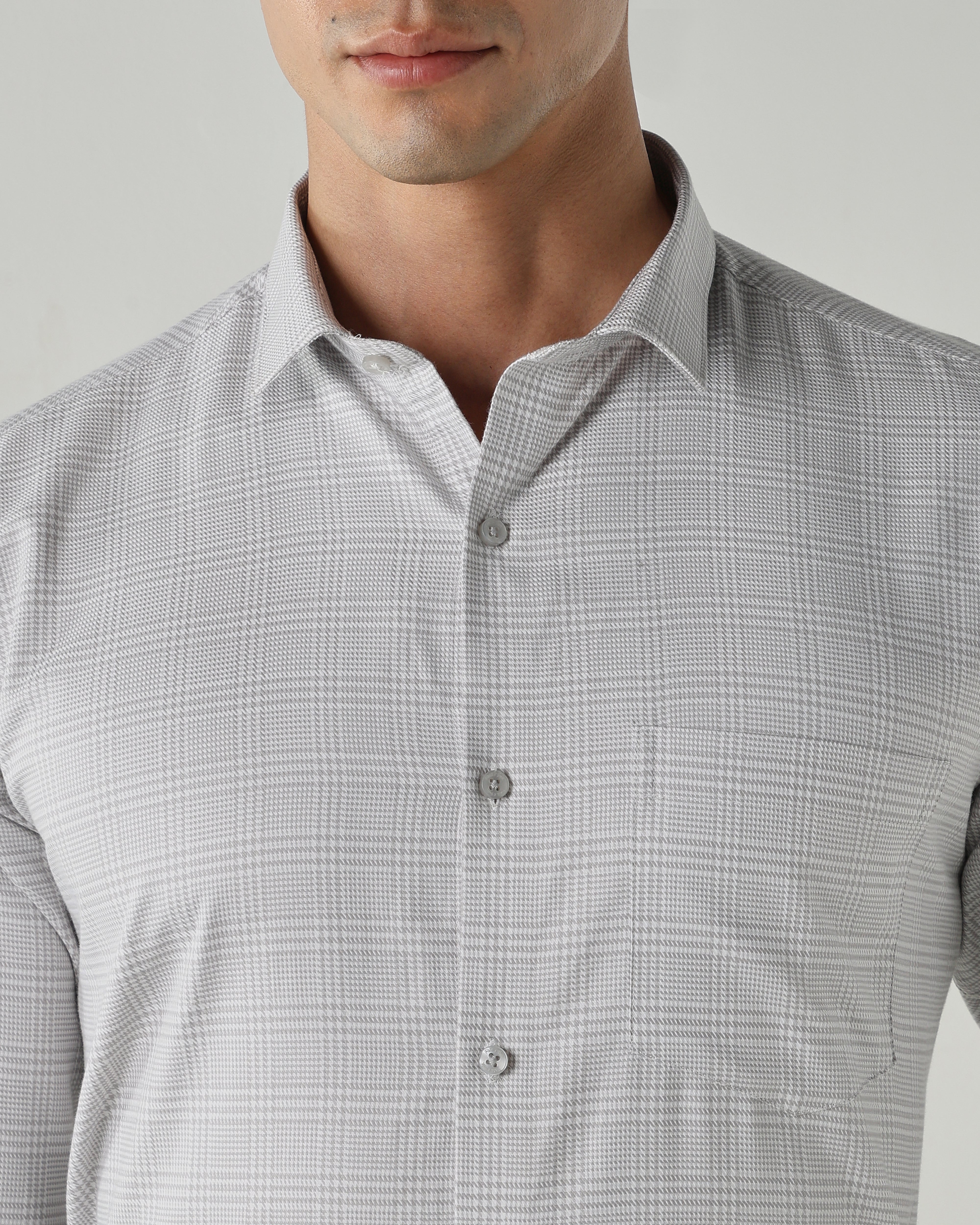 Men Slim Fit Shirts Grey